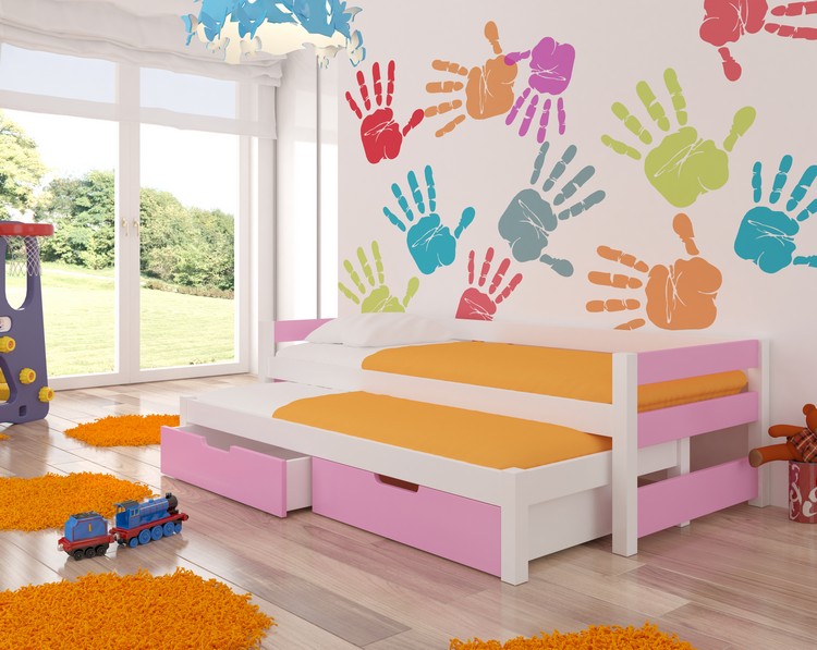 ADRK Dětská postel Fraga s přistýlkou Barva: Růžová