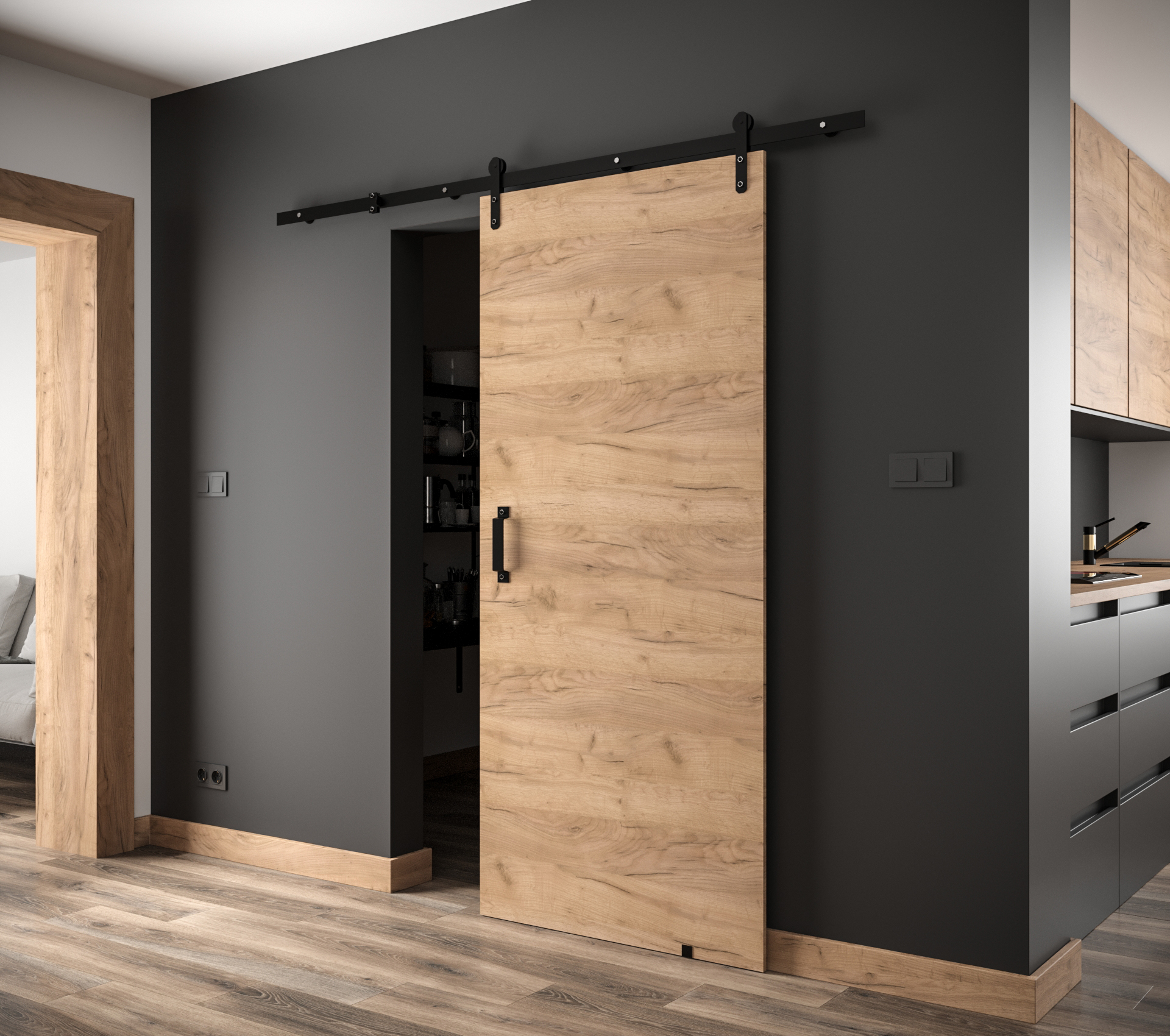 Abiks Posuvné dveře Pixel I Barva: Dub craft zlatý + černý