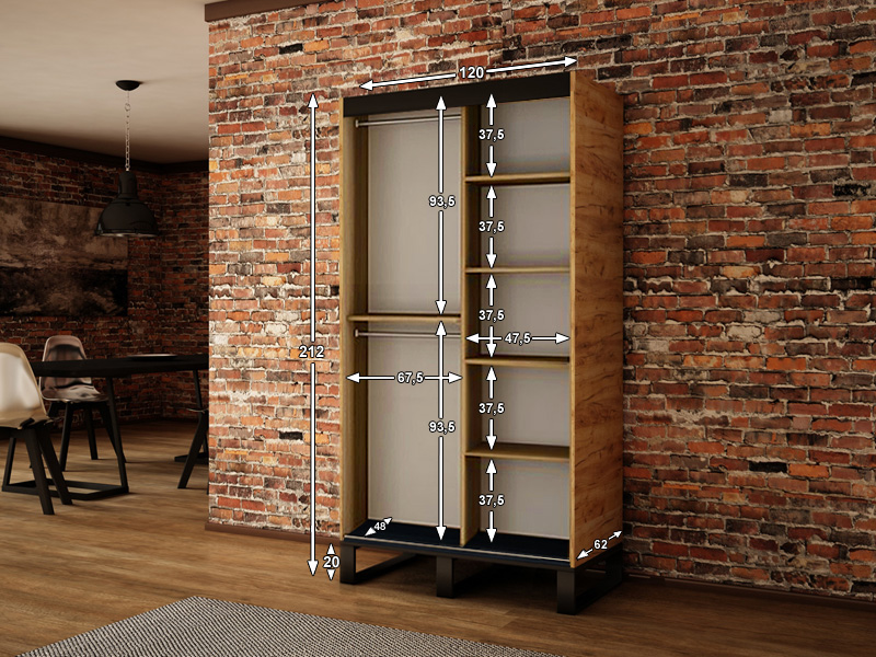 Abiks Šatní skříň Abi Loft V1 Barva: Dub - Craft zlatý