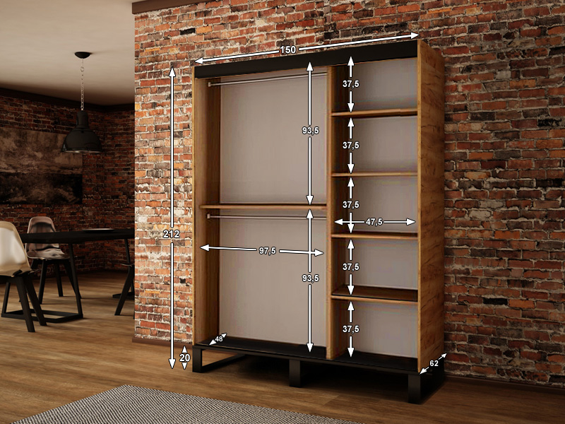 Abiks Šatní skříň Abi Loft V1 Barva: Dub - Craft zlatý