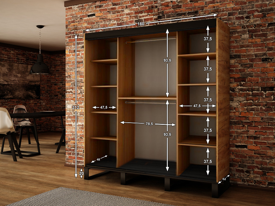 Abiks Šatní skříň Abi Loft V1 Barva: Dub - Craft zlatý