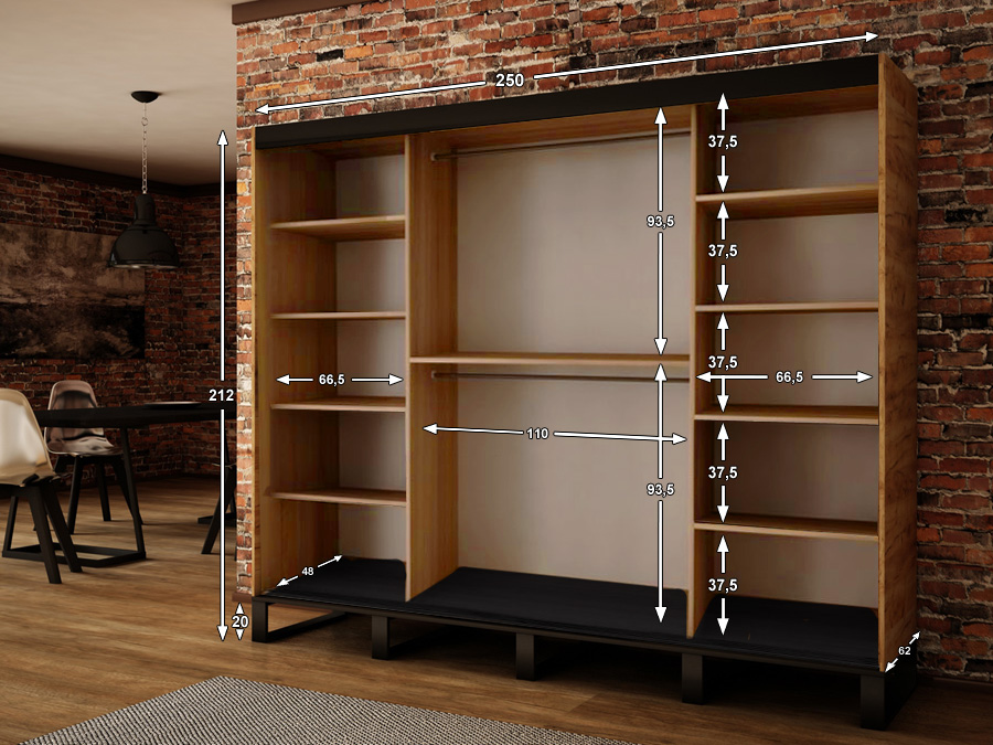 Abiks Šatní skříň Abi Loft V1 Barva: Dub - Craft zlatý