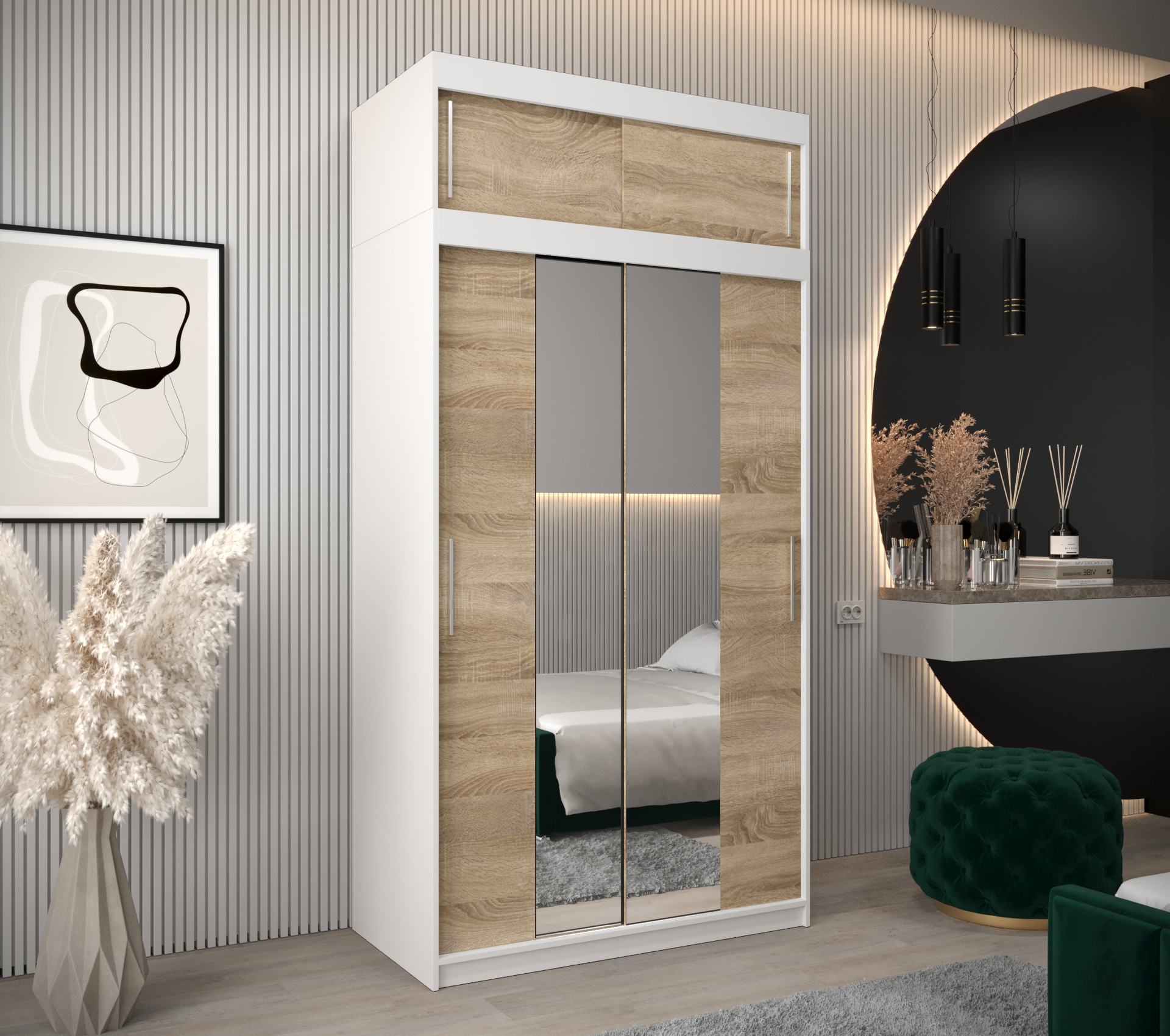 Abiks Šatní skříň Abi T1 s nástavcem Barva: Bílá