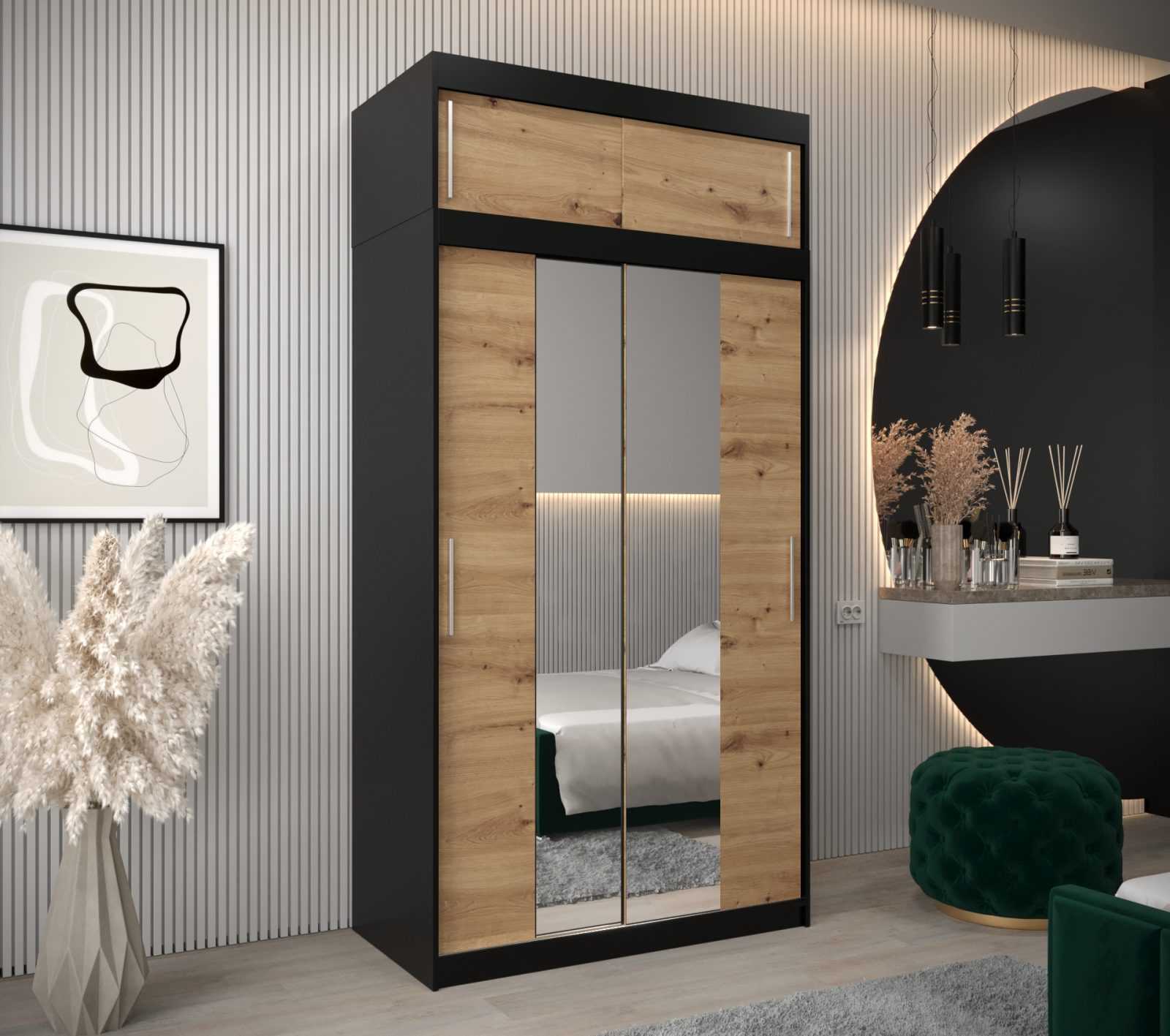 Abiks Šatní skříň Abi T1 s nástavcem Barva: Černá