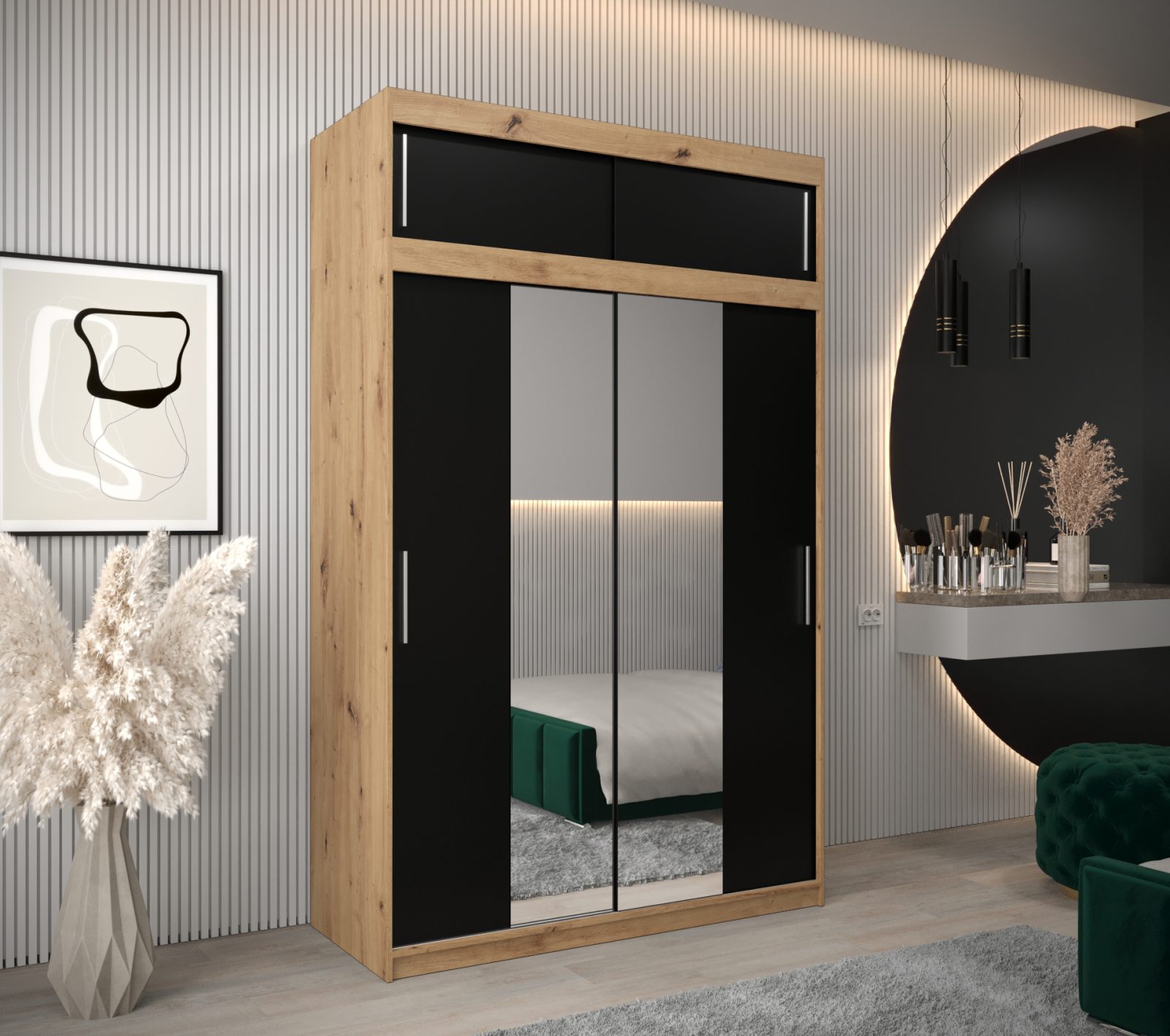 Abiks Šatní skříň Abi T1 s nástavcem Barva: Dub artisan