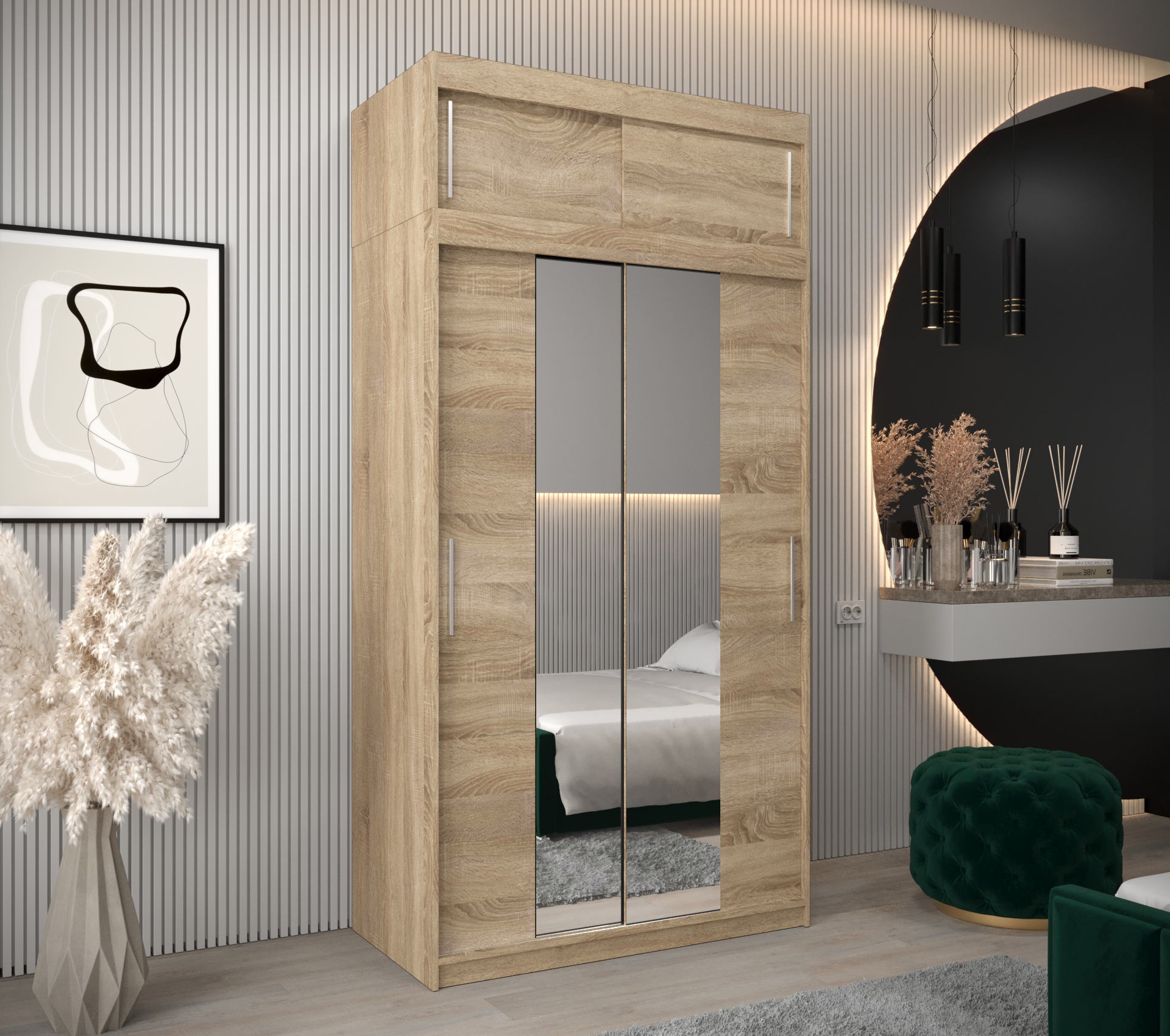 Abiks Šatní skříň Abi T1 s nástavcem Barva: Dub - sonoma