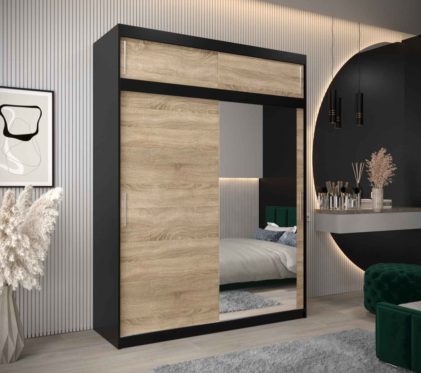 Abiks Šatní skříň Abi T2 s nástavcem Barva: Černá