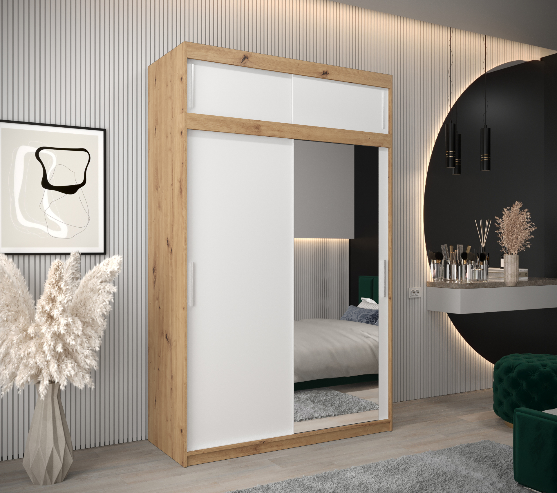 Abiks Šatní skříň Abi T2 s nástavcem Barva: Dub - Artisan