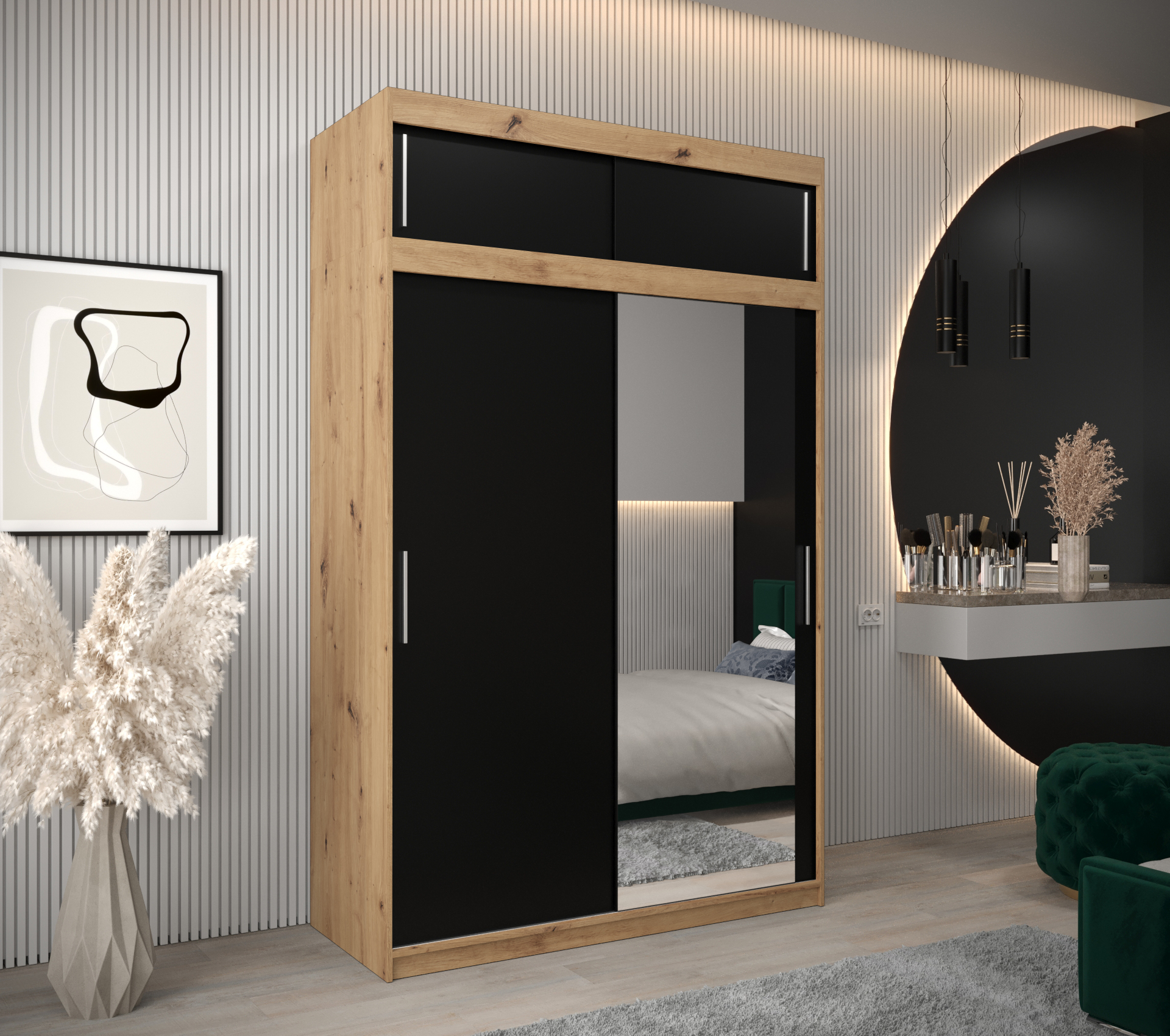 Abiks Šatní skříň Abi T2 s nástavcem Barva: Dub - Artisan