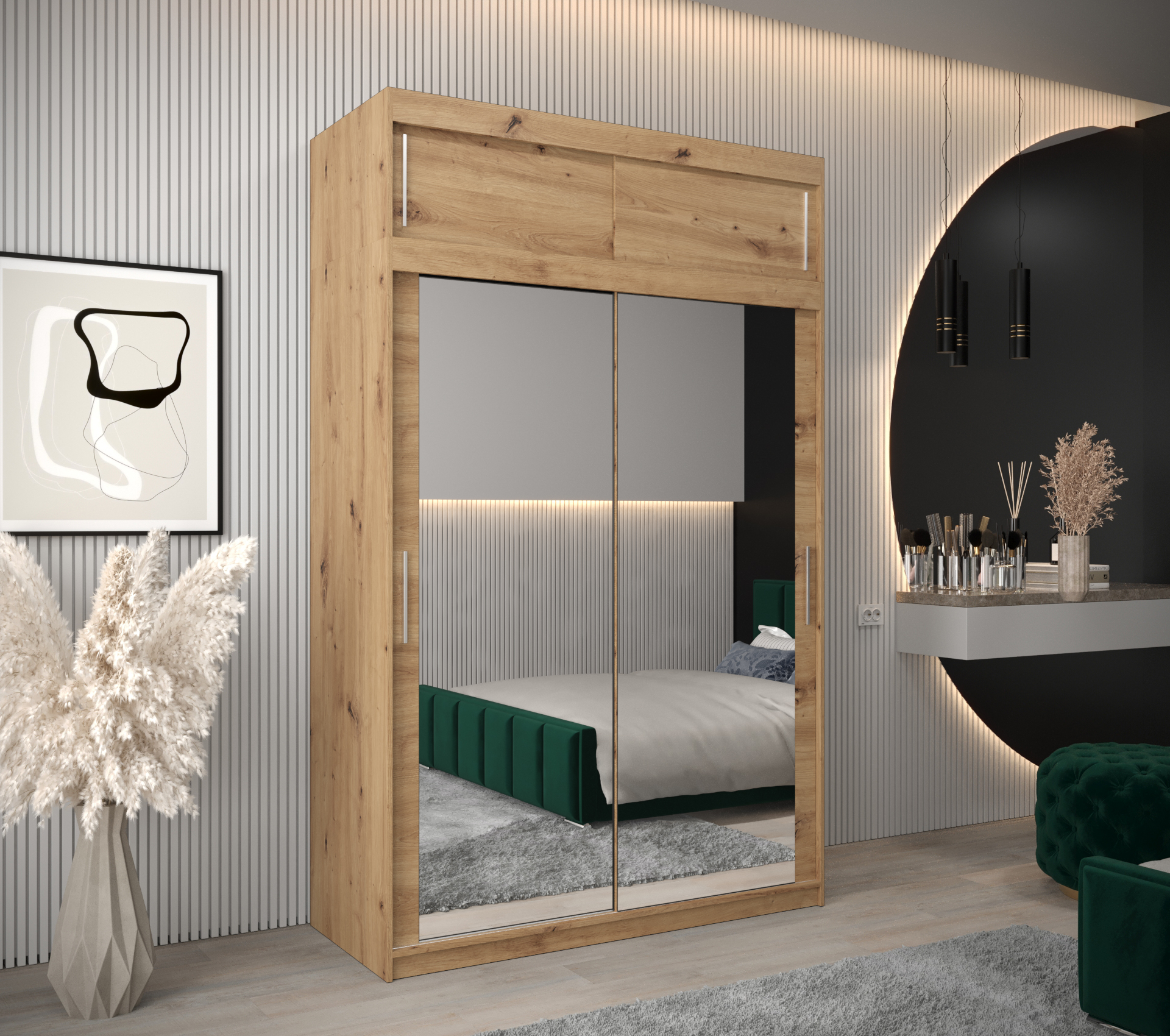 Abiks Šatní skříň Abi T3 s nástavcem Barva: Dub - Artisan