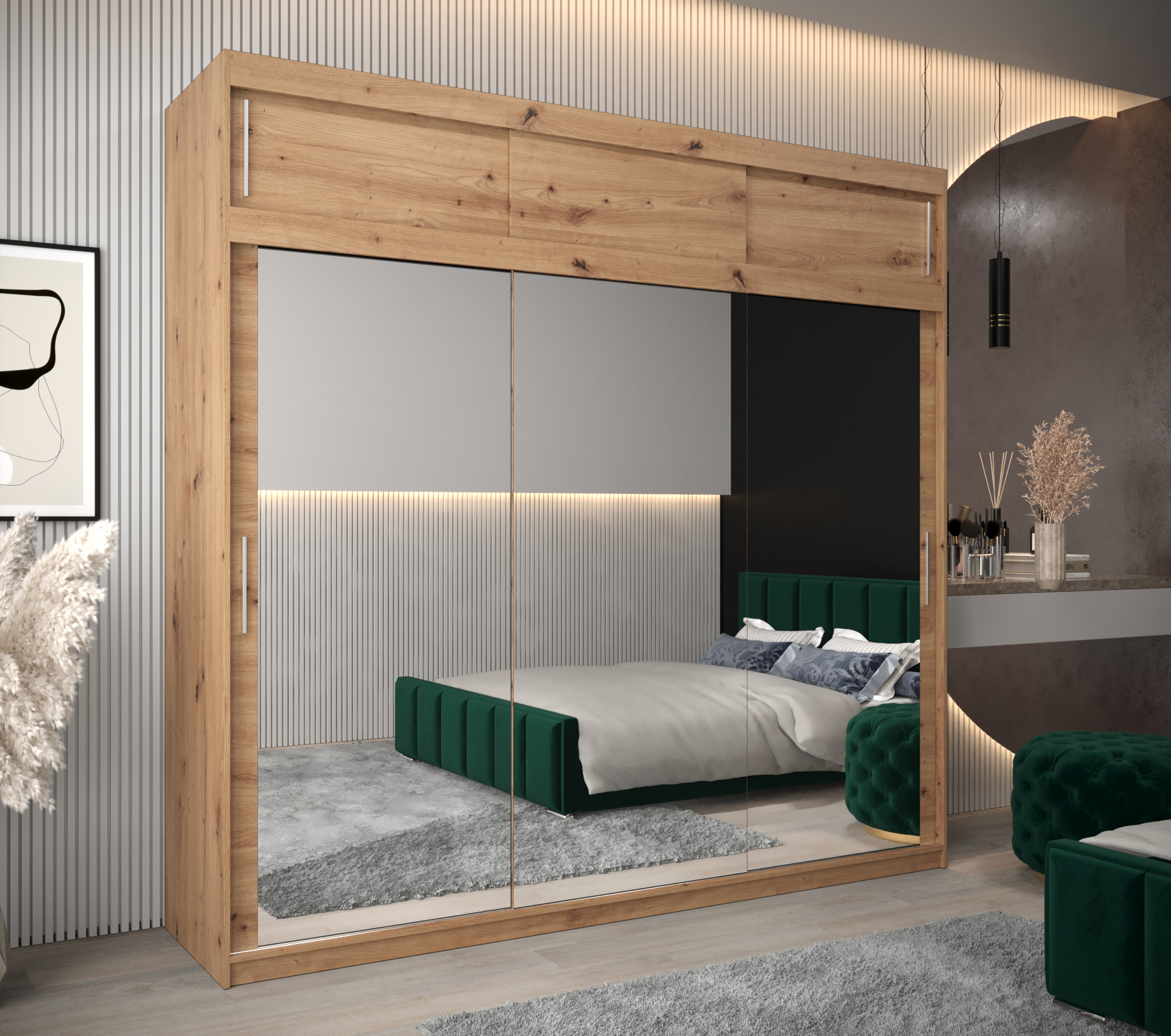 Abiks Šatní skříň Abi T3 s nástavcem Barva: Dub - Artisan