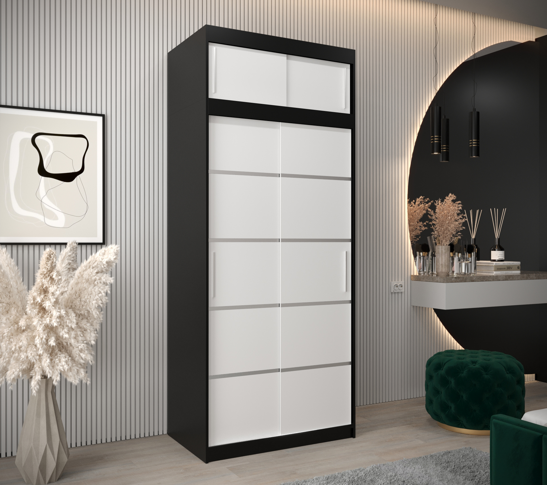 Abiks Šatní skříň Abi V1 s nástavcem Barva: Černá