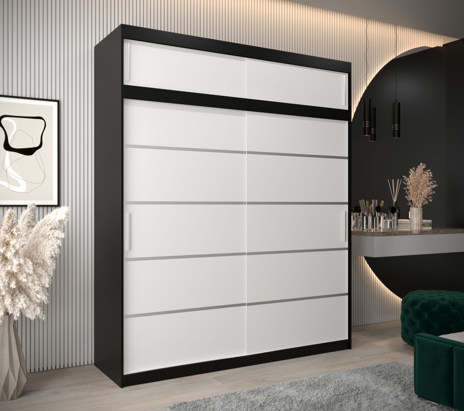 Abiks Šatní skříň Abi V1 s nástavcem Barva: Černá