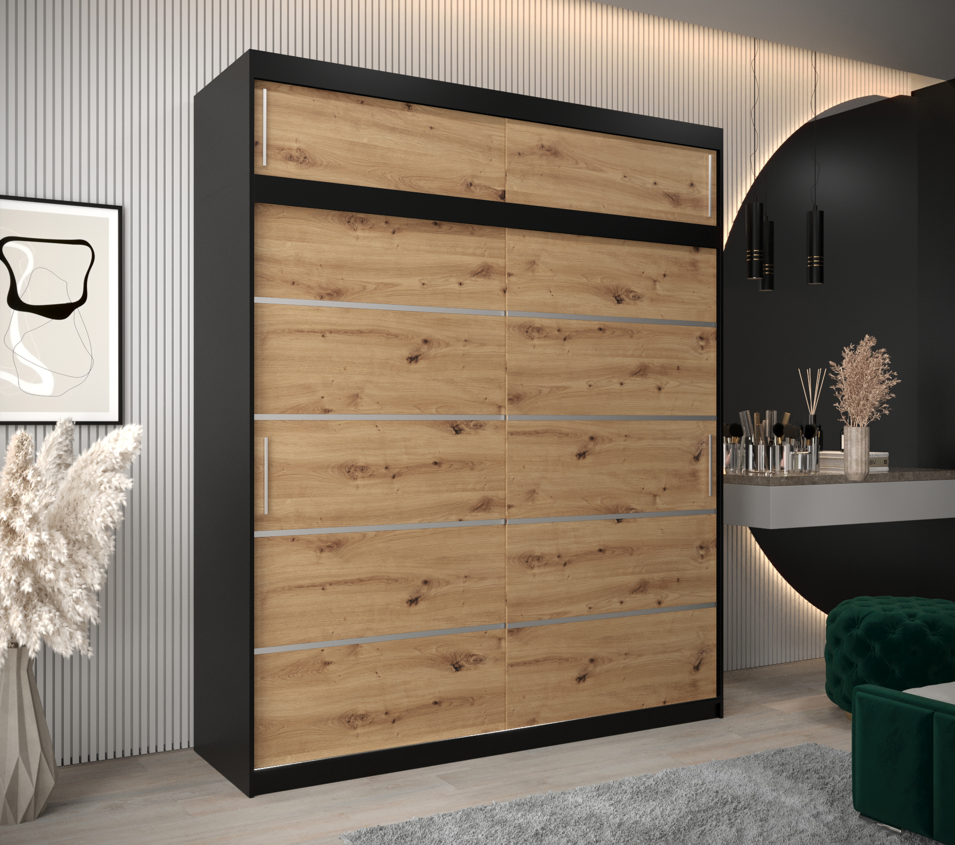 Abiks Šatní skříň Abi V1 s nástavcem Barva: Černá