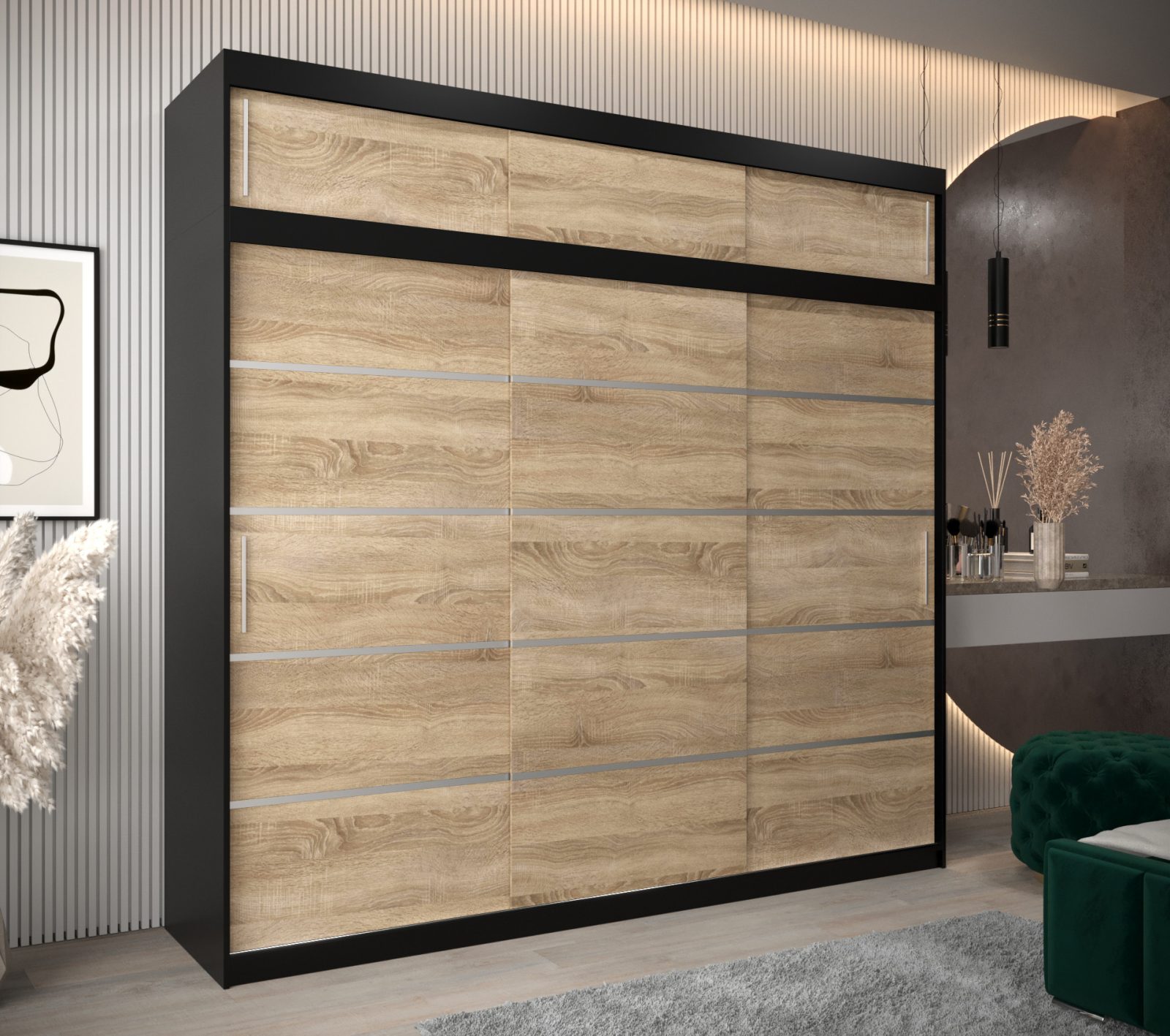 Abiks Šatní skříň Abi V1 s nástavcem Barva: Černá