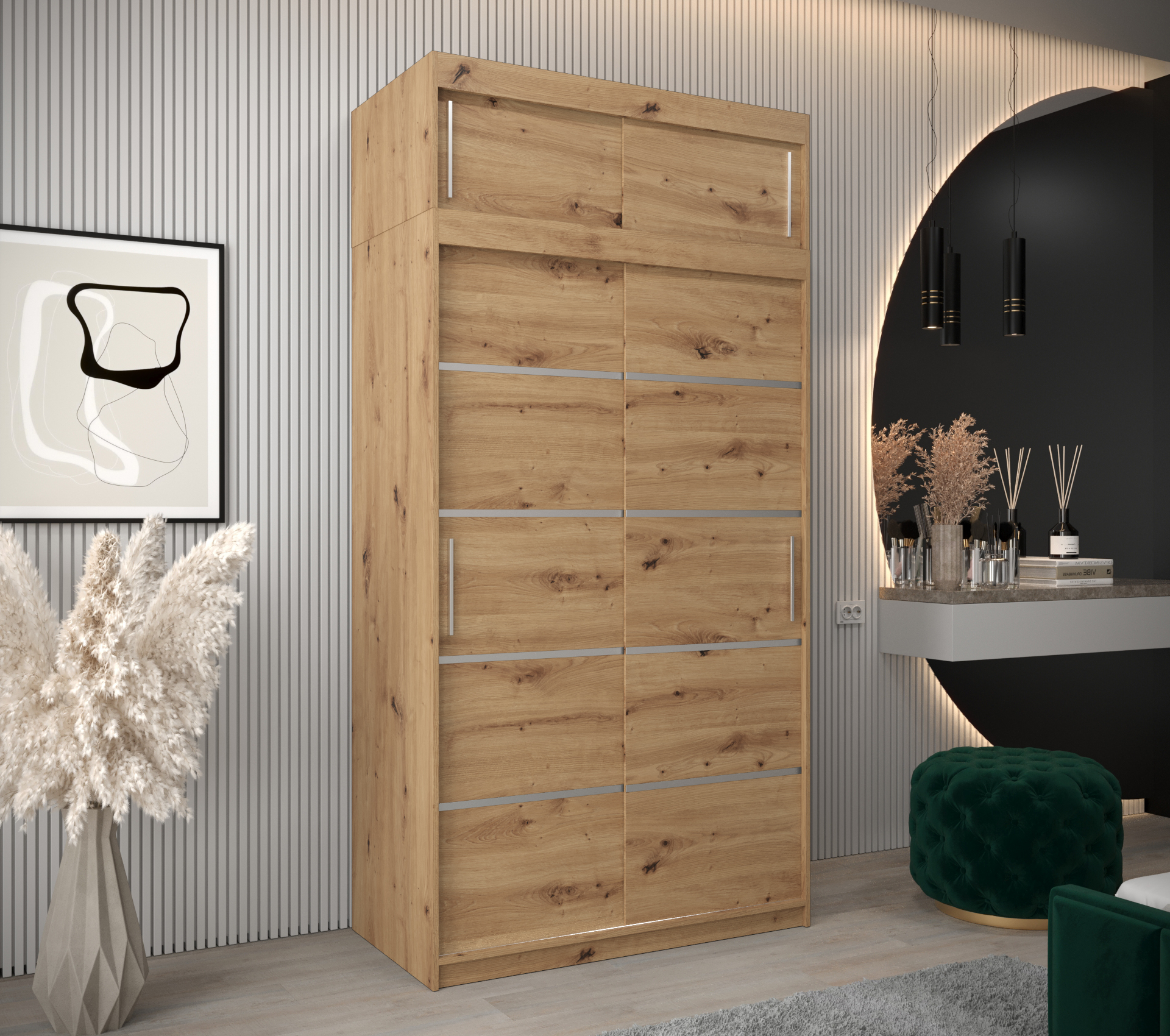 Abiks Šatní skříň Abi V1 s nástavcem Barva: Dub - Artisan