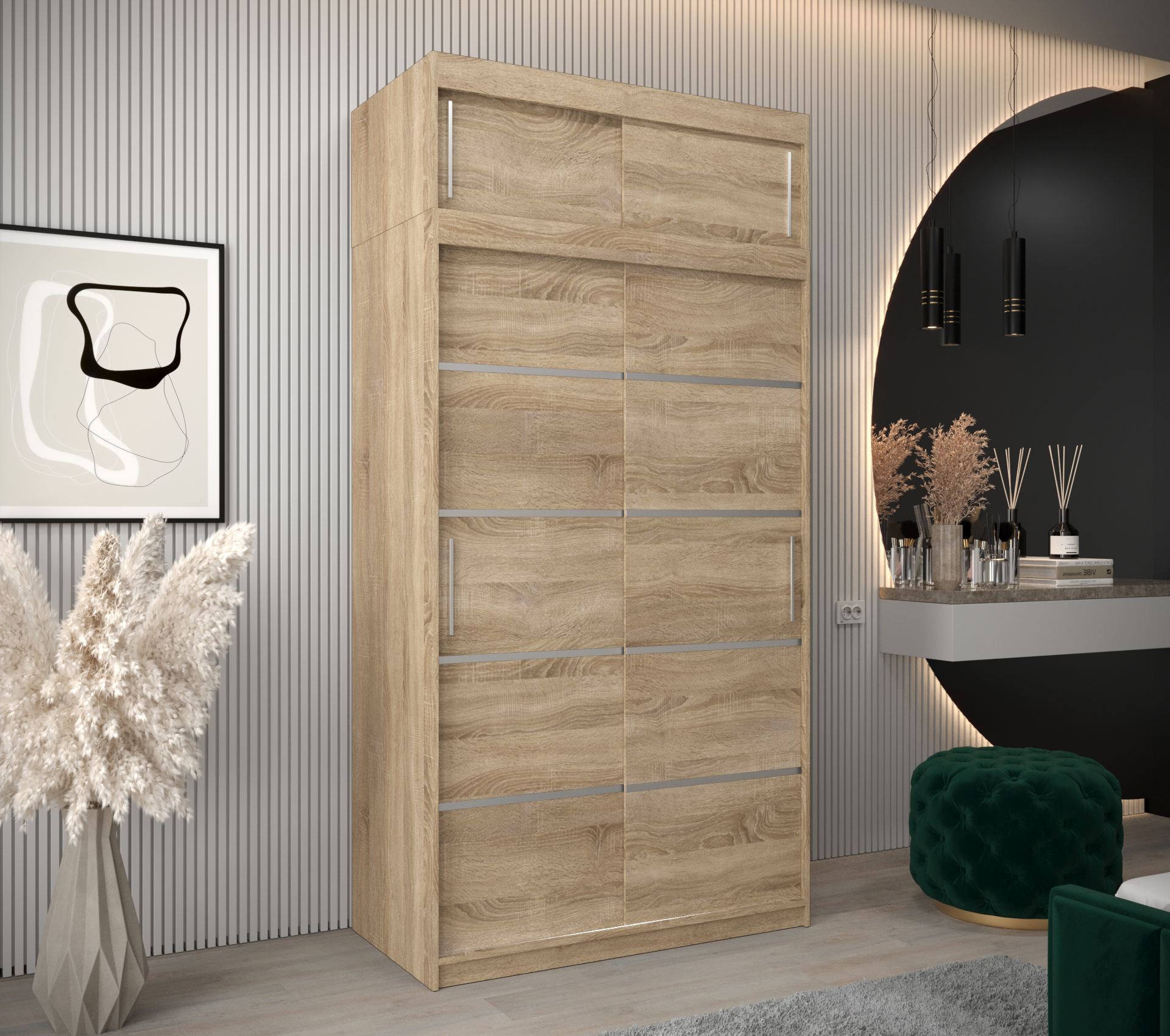 Abiks Šatní skříň Abi V1 s nástavcem Barva: Dub - sonoma