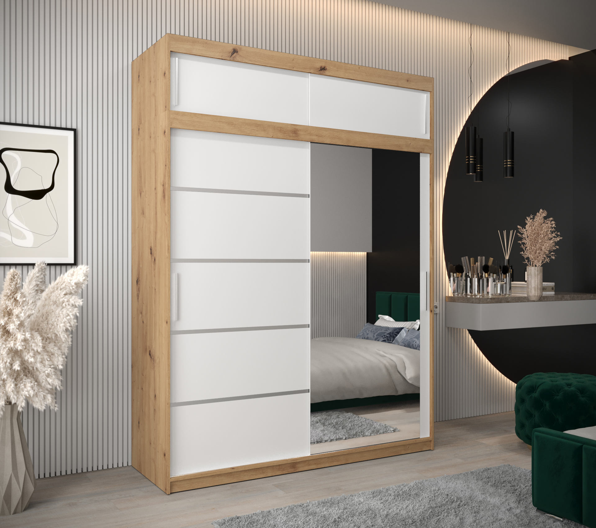 Abiks Šatní skříň Abi V2 s nástavcem Barva: Dub - Artisan