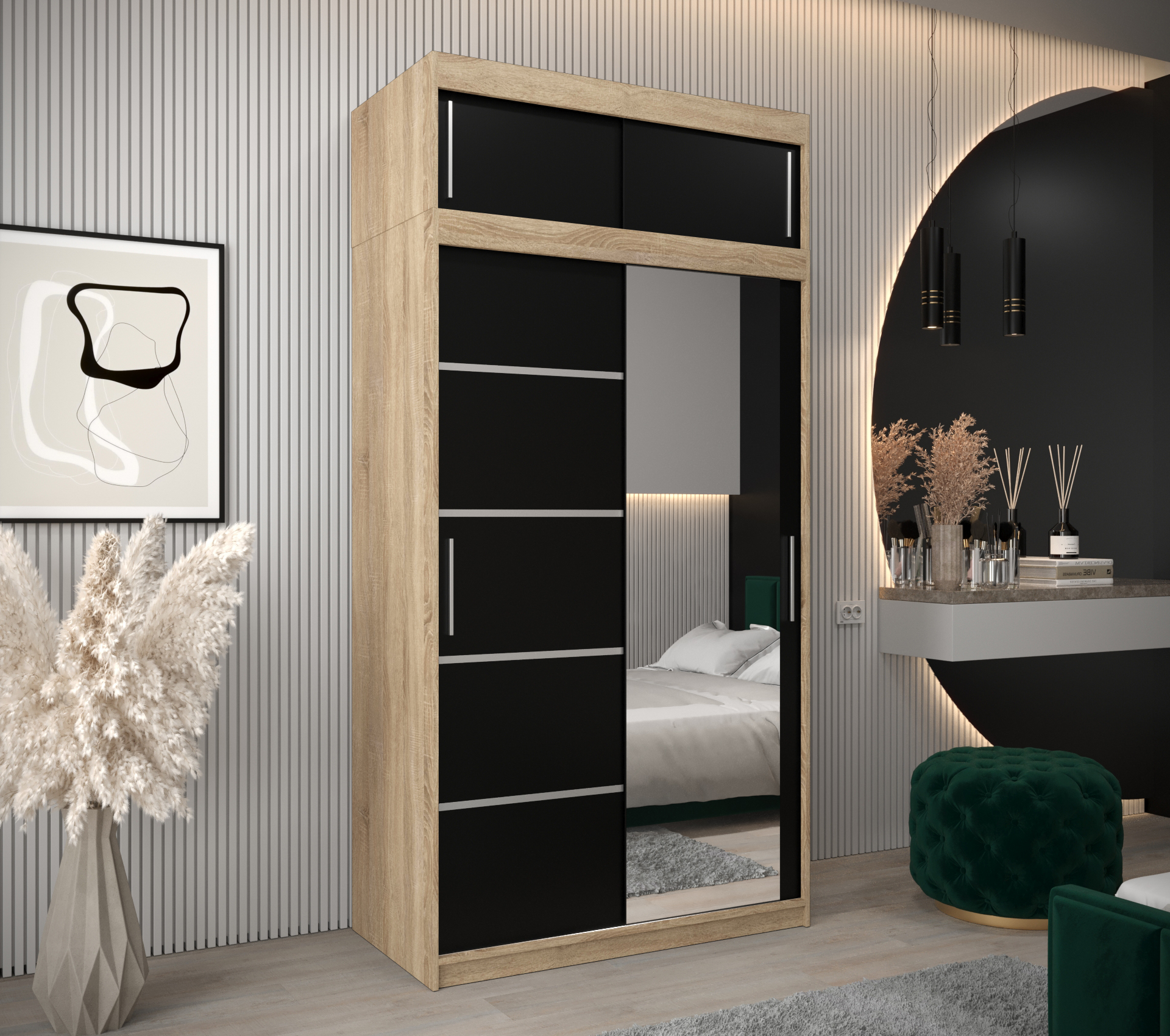 Abiks Šatní skříň Abi V2 s nástavcem Barva: Dub - sonoma