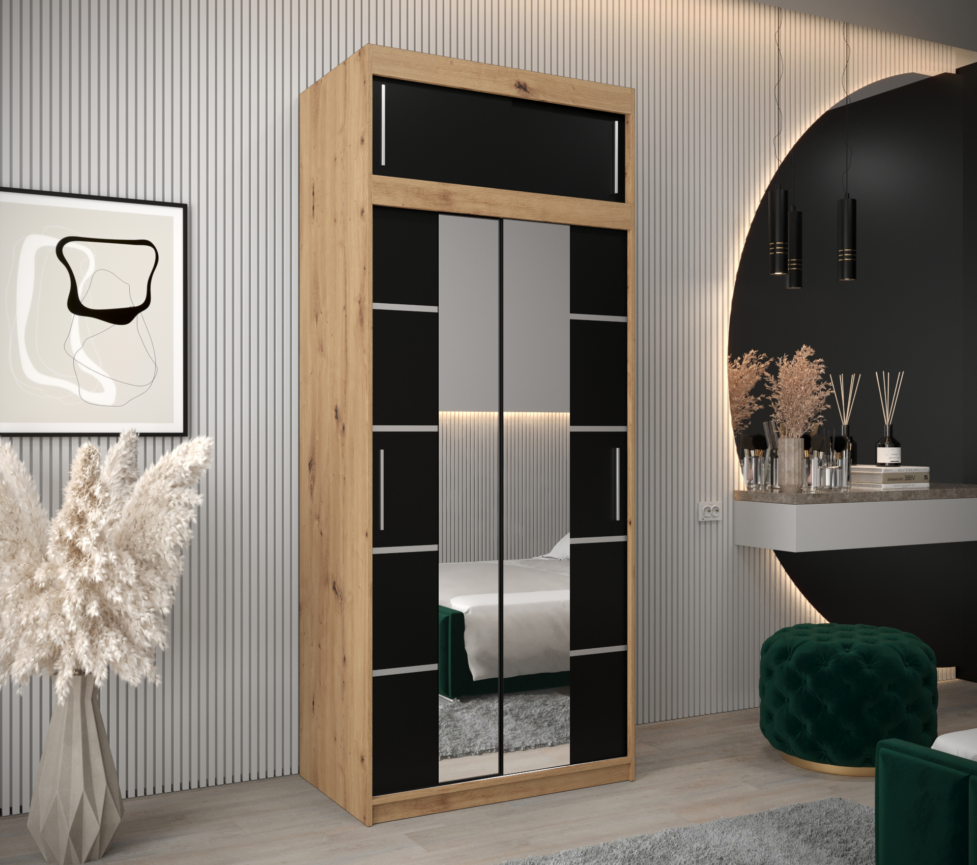 Abiks Šatní skříň Abi V4 s nástavcem Barva: Dub - Artisan