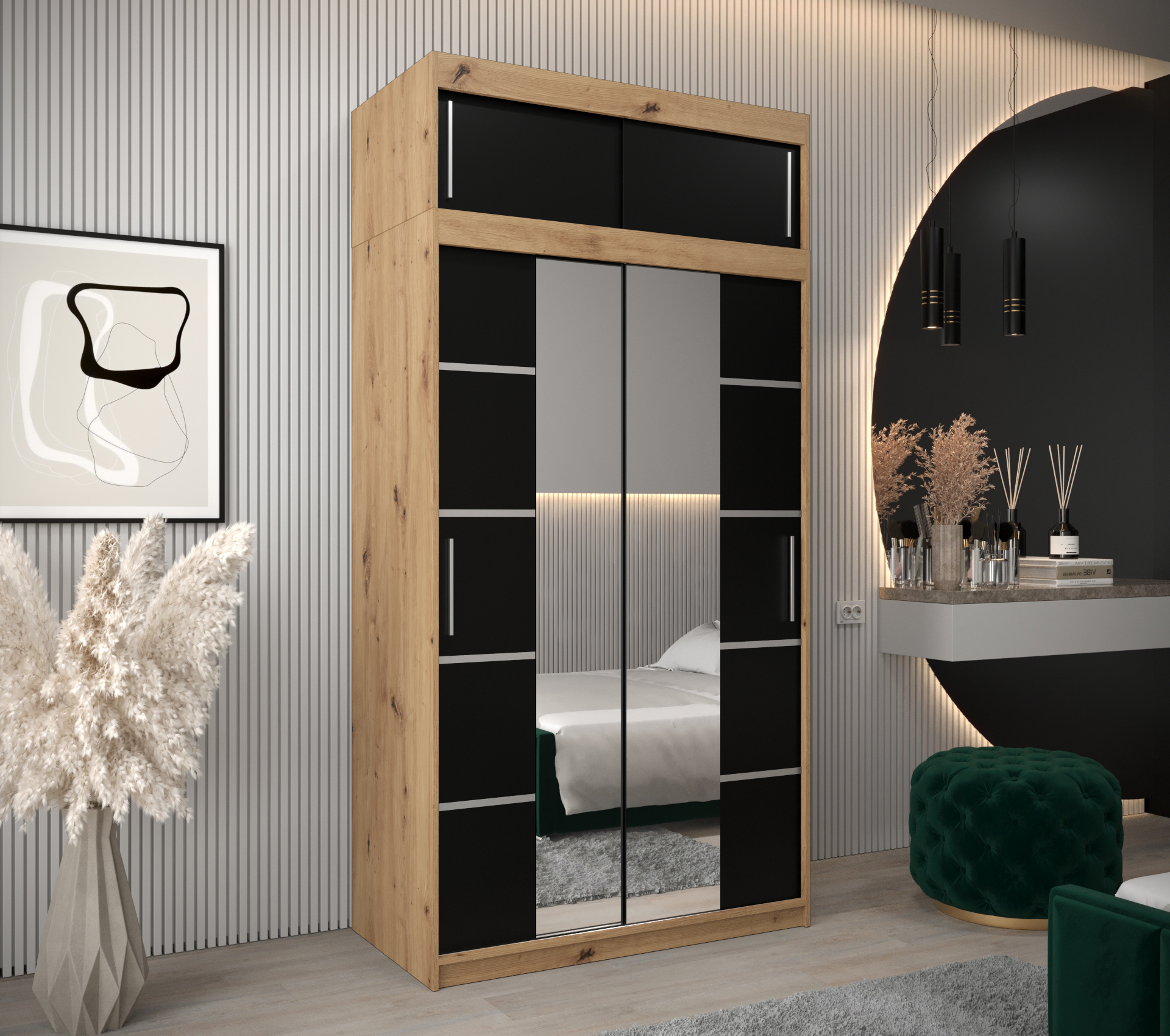 Abiks Šatní skříň Abi V4 s nástavcem Barva: Dub - Artisan