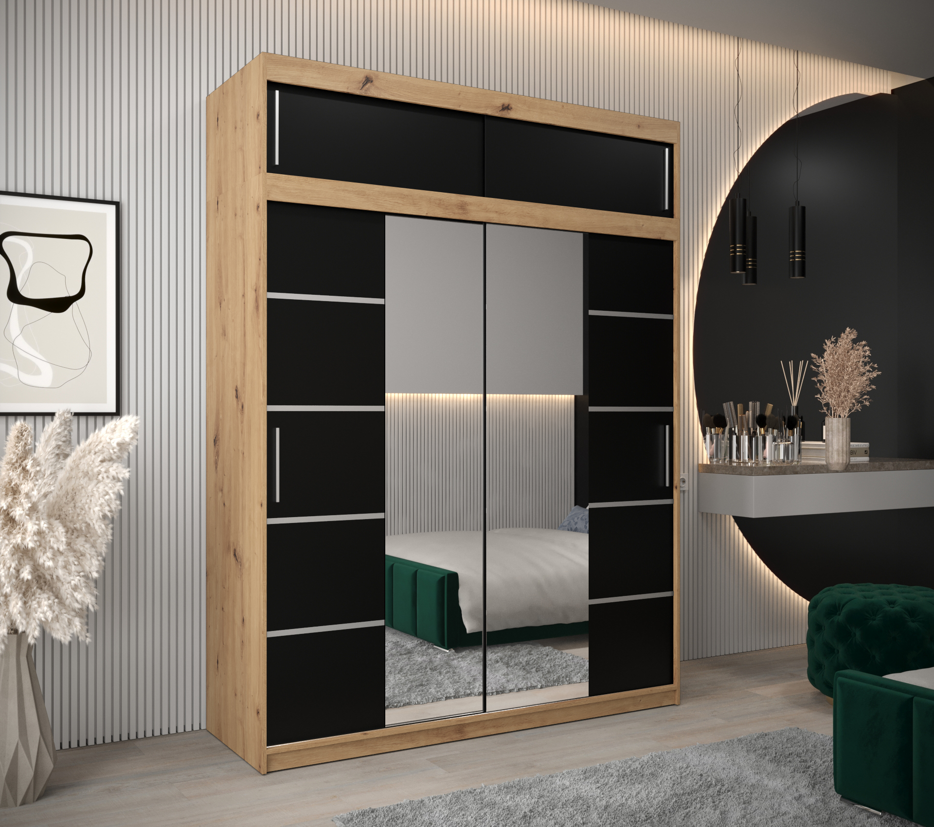 Abiks Šatní skříň Abi V4 s nástavcem Barva: Dub - Artisan