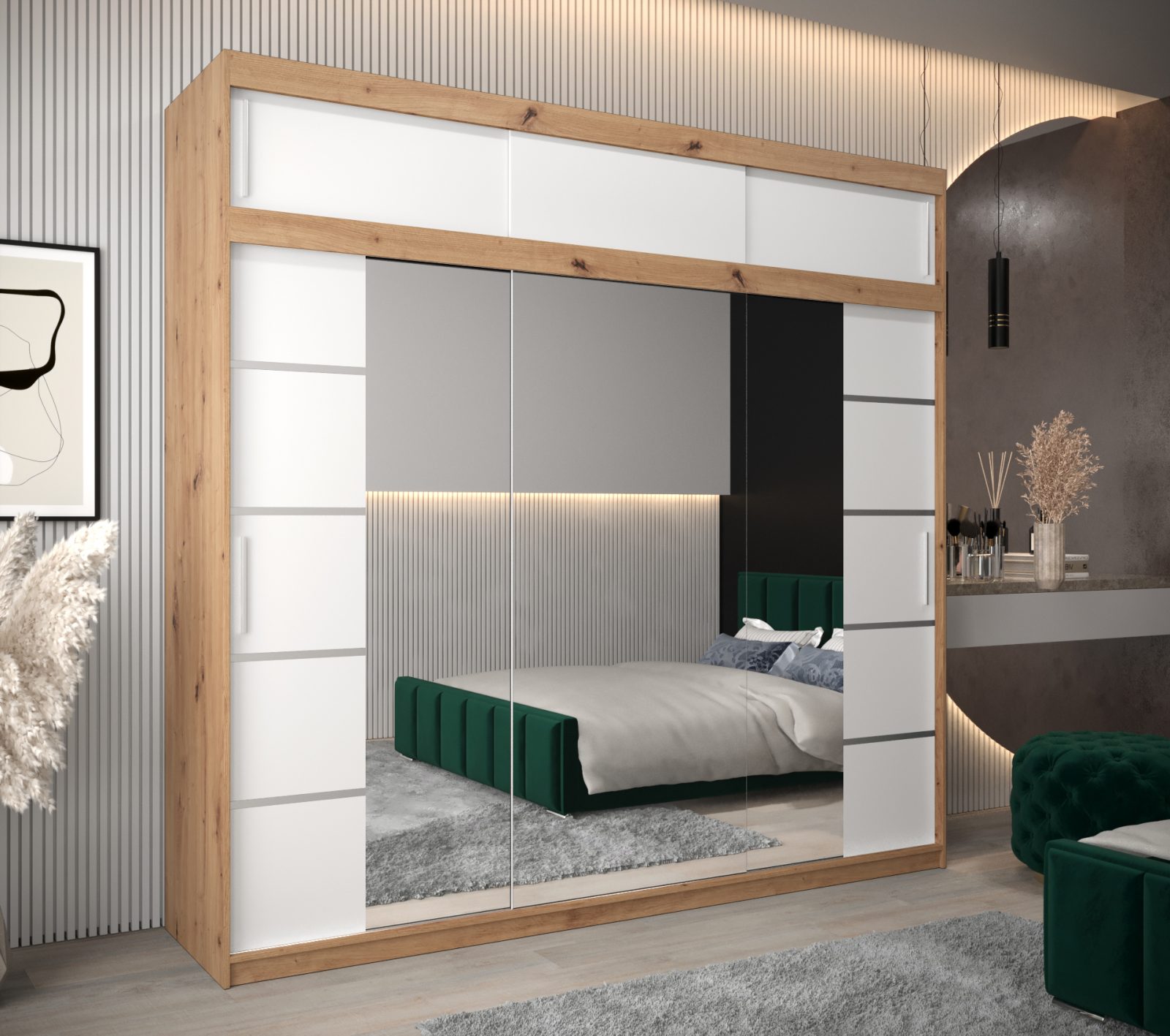 Abiks Šatní skříň Abi V4 s nástavcem Barva: Dub - Artisan