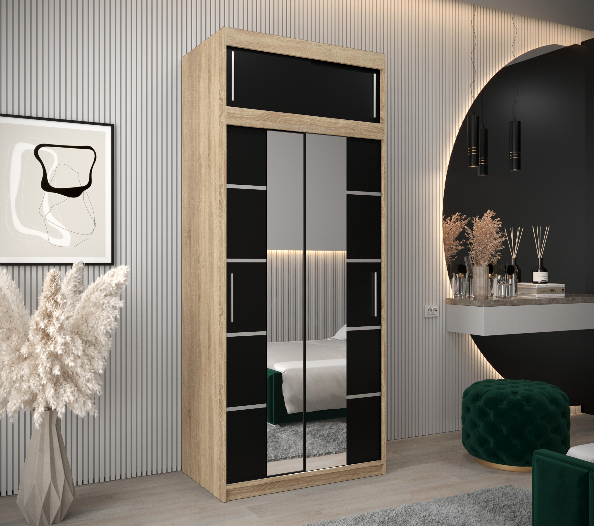 Abiks Šatní skříň Abi V4 s nástavcem Barva: Dub - sonoma