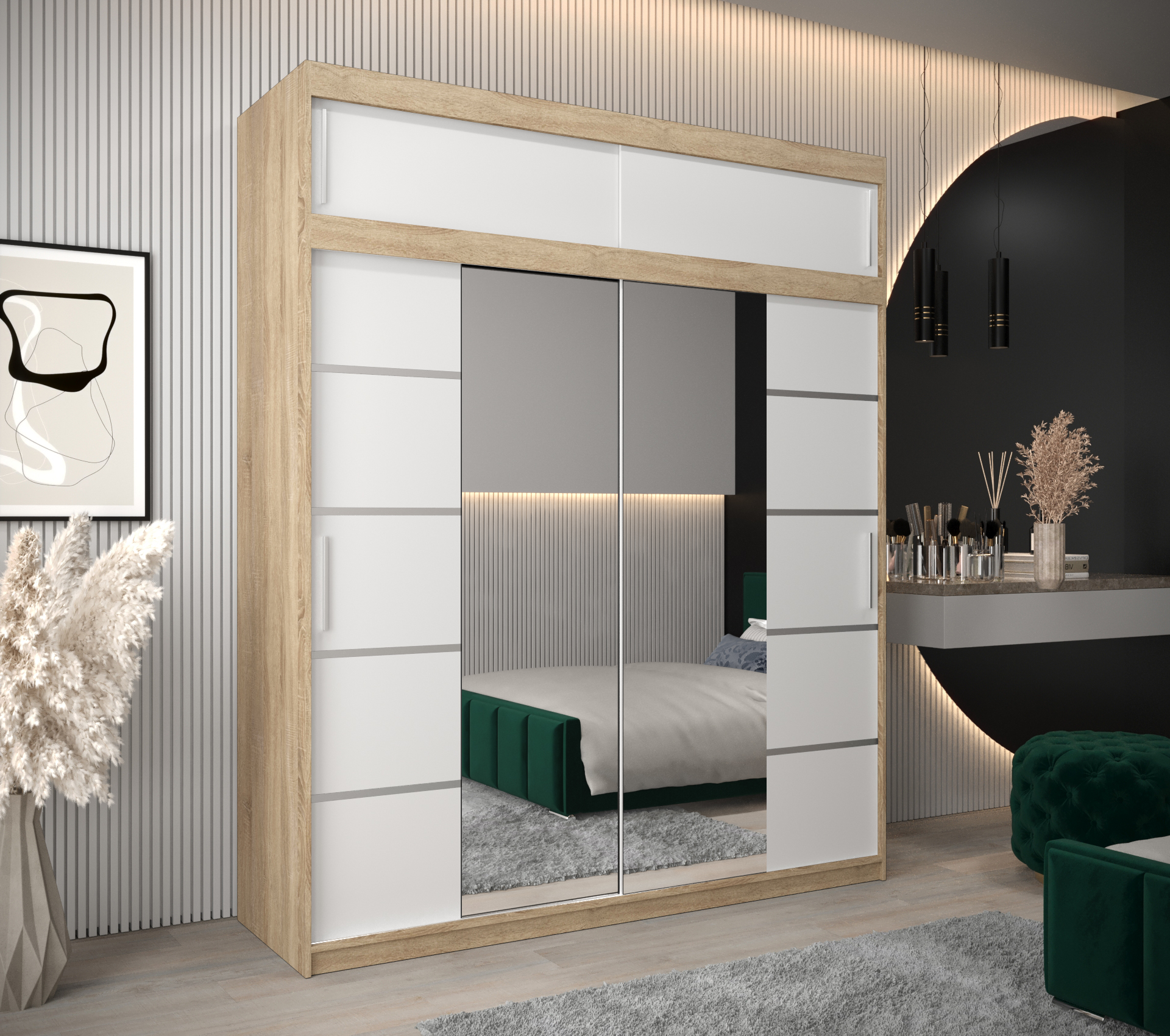 Abiks Šatní skříň Abi V4 s nástavcem Barva: Dub - sonoma