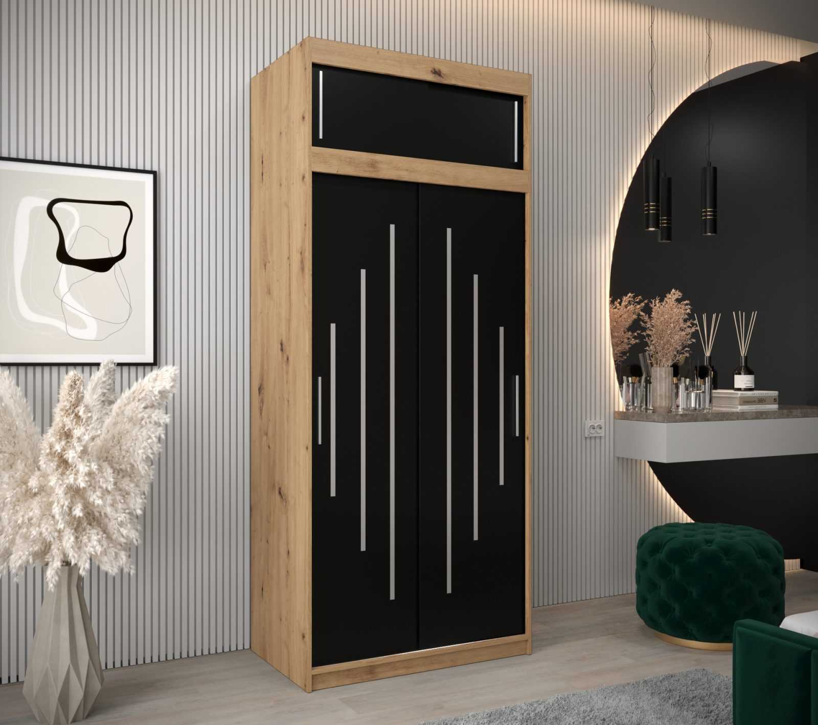 Abiks Šatní skříň Abi Y0 s nástavcem Barva: Dub - Artisan