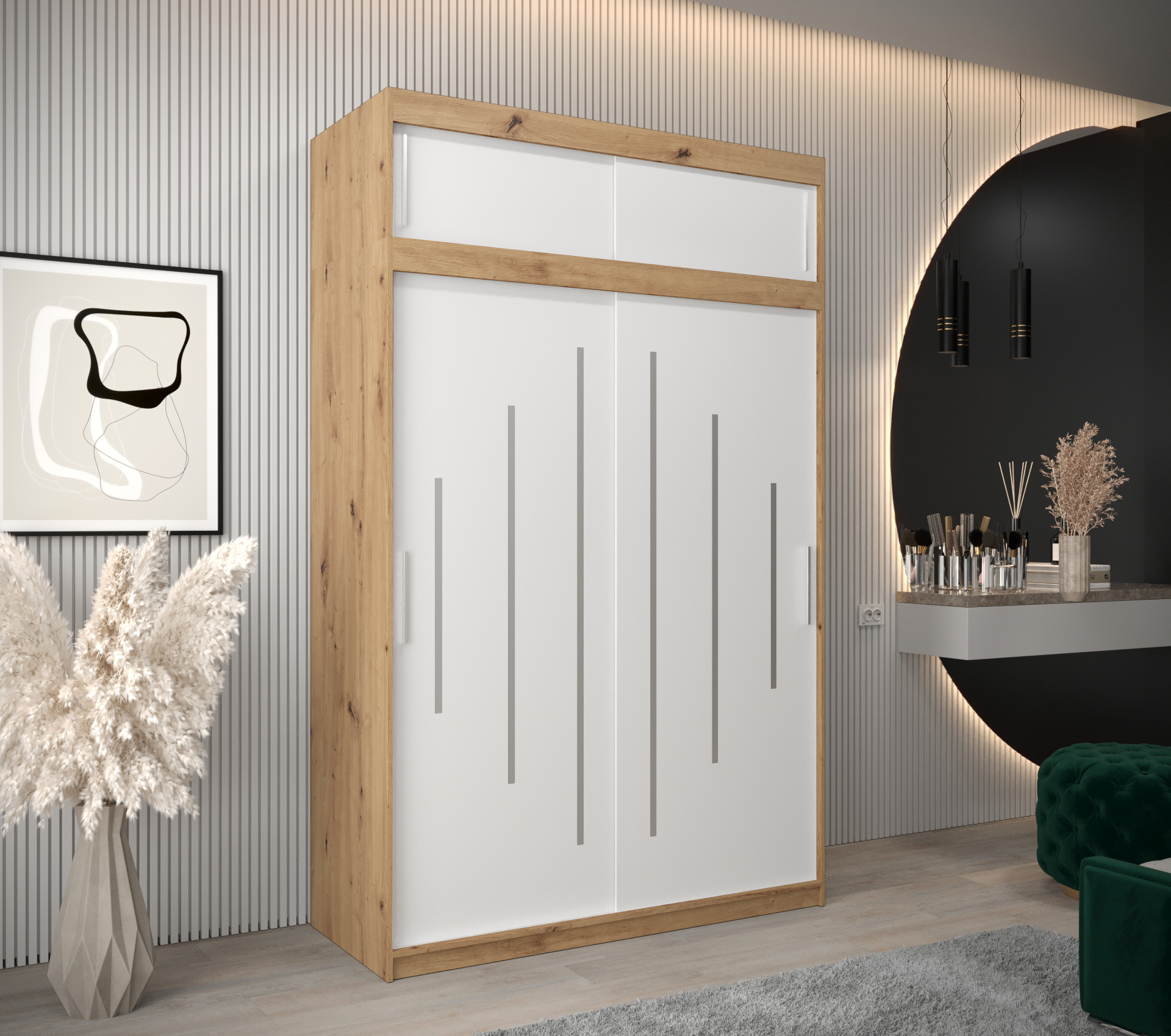 Abiks Šatní skříň Abi Y0 s nástavcem Barva: Dub - Artisan