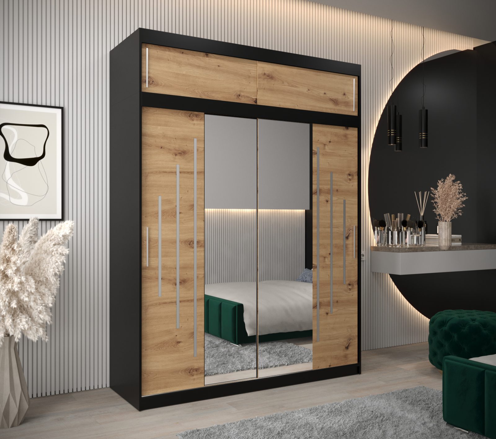 Abiks Šatní skříň Abi Y1 s nástavcem Barva: Černá