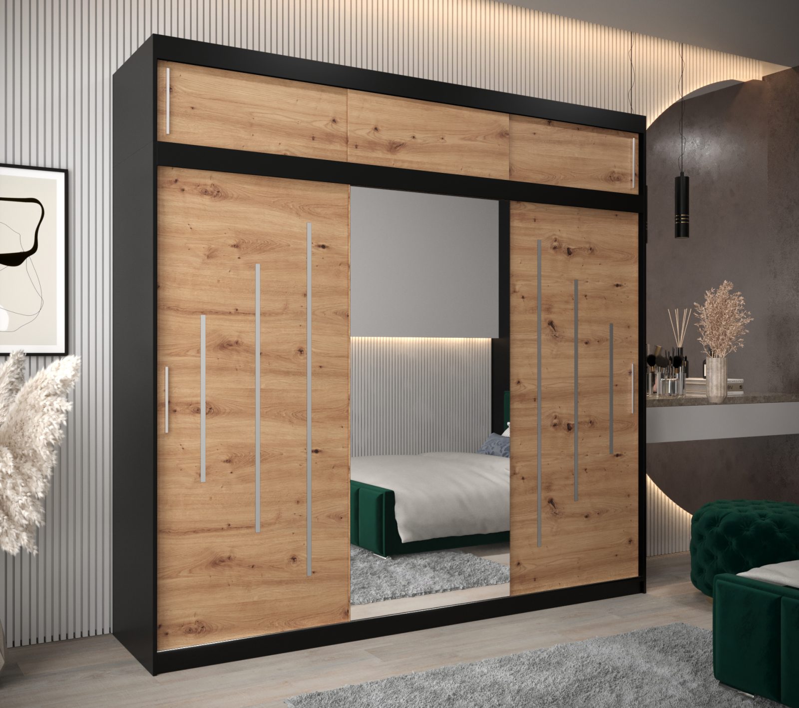 Abiks Šatní skříň Abi Y1 s nástavcem Barva: Černá