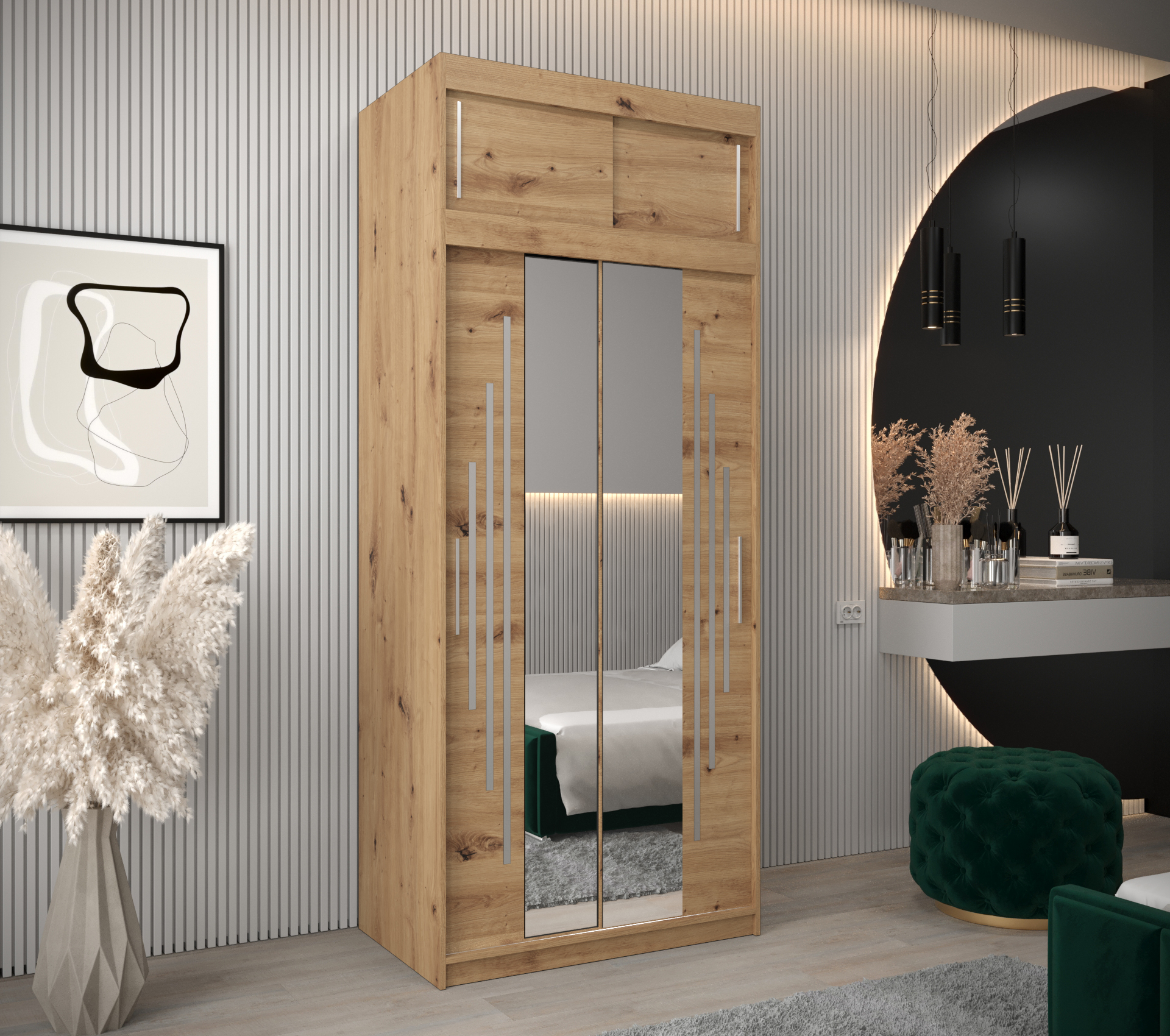 Abiks Šatní skříň Abi Y1 s nástavcem Barva: Dub - Artisan