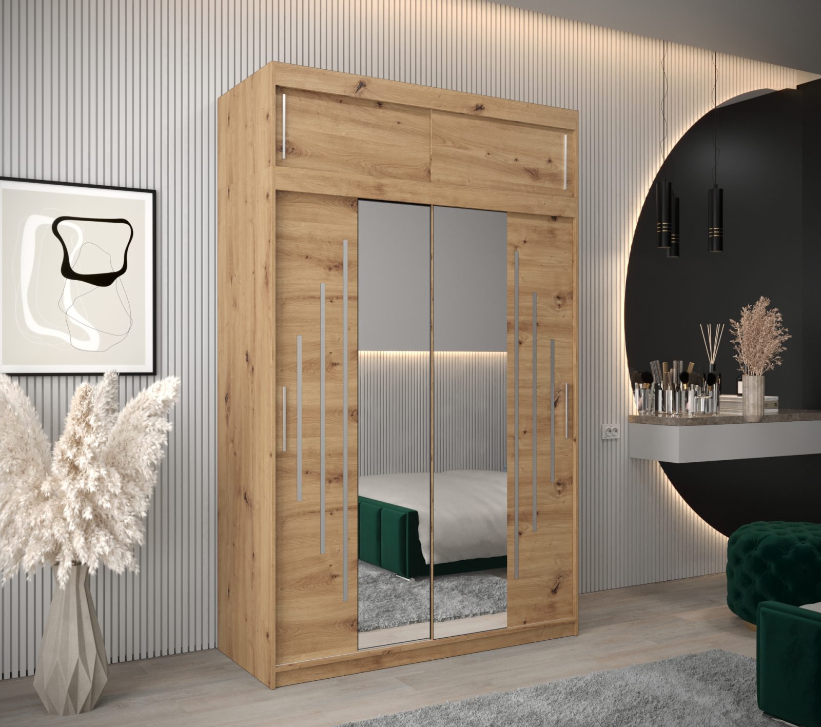 Abiks Šatní skříň Abi Y1 s nástavcem Barva: Dub - Artisan