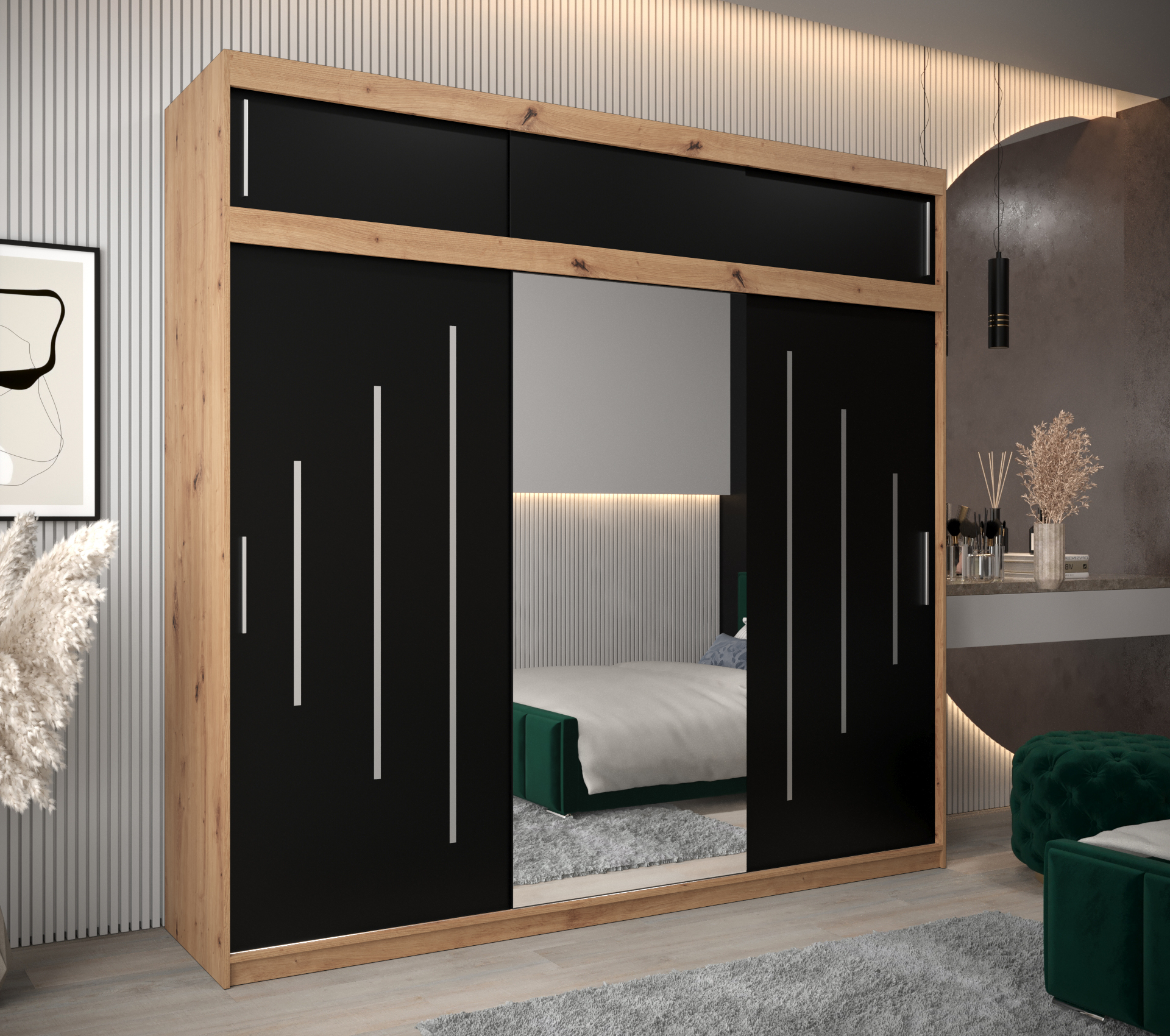 Abiks Šatní skříň Abi Y1 s nástavcem Barva: Dub - Artisan