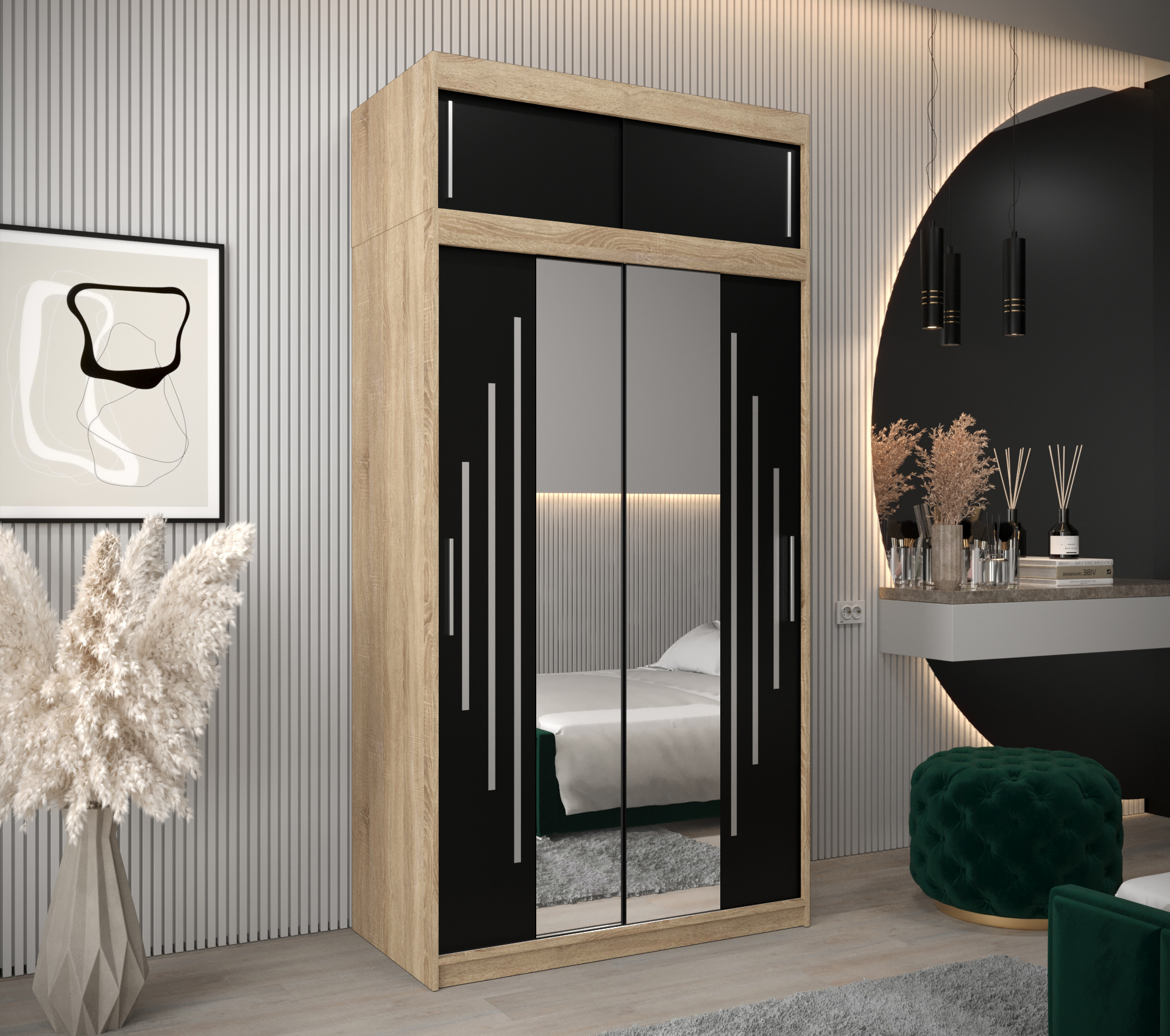 Abiks Šatní skříň Abi Y1 s nástavcem Barva: Dub - sonoma