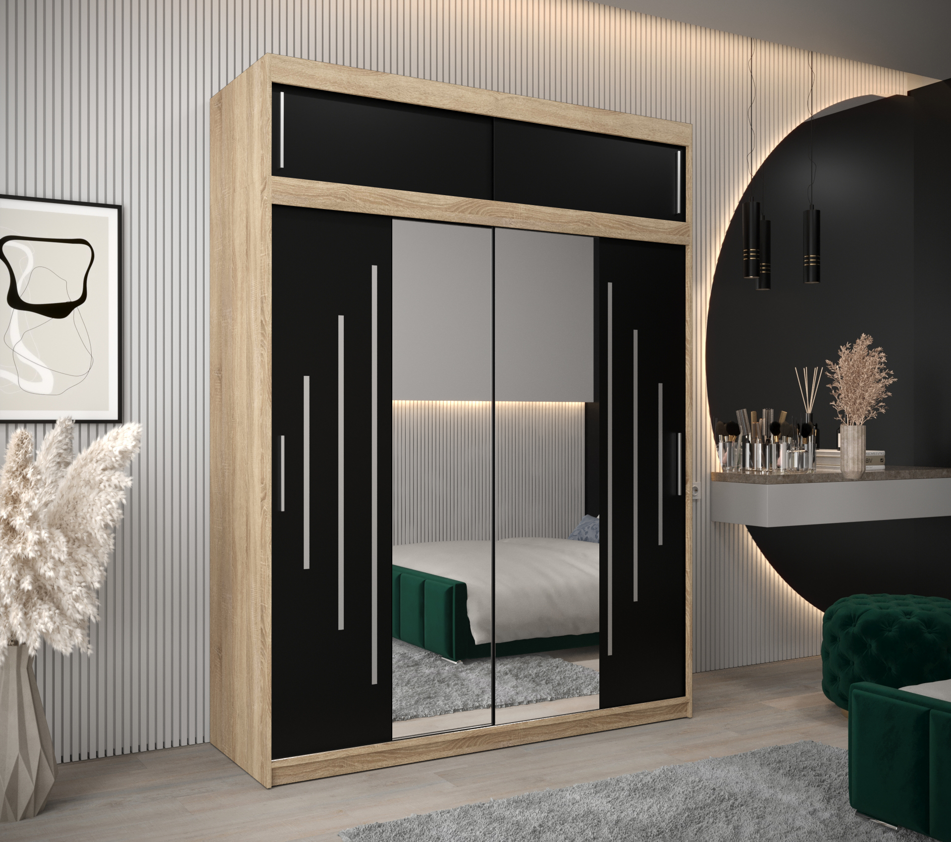 Abiks Šatní skříň Abi Y1 s nástavcem Barva: Dub - sonoma