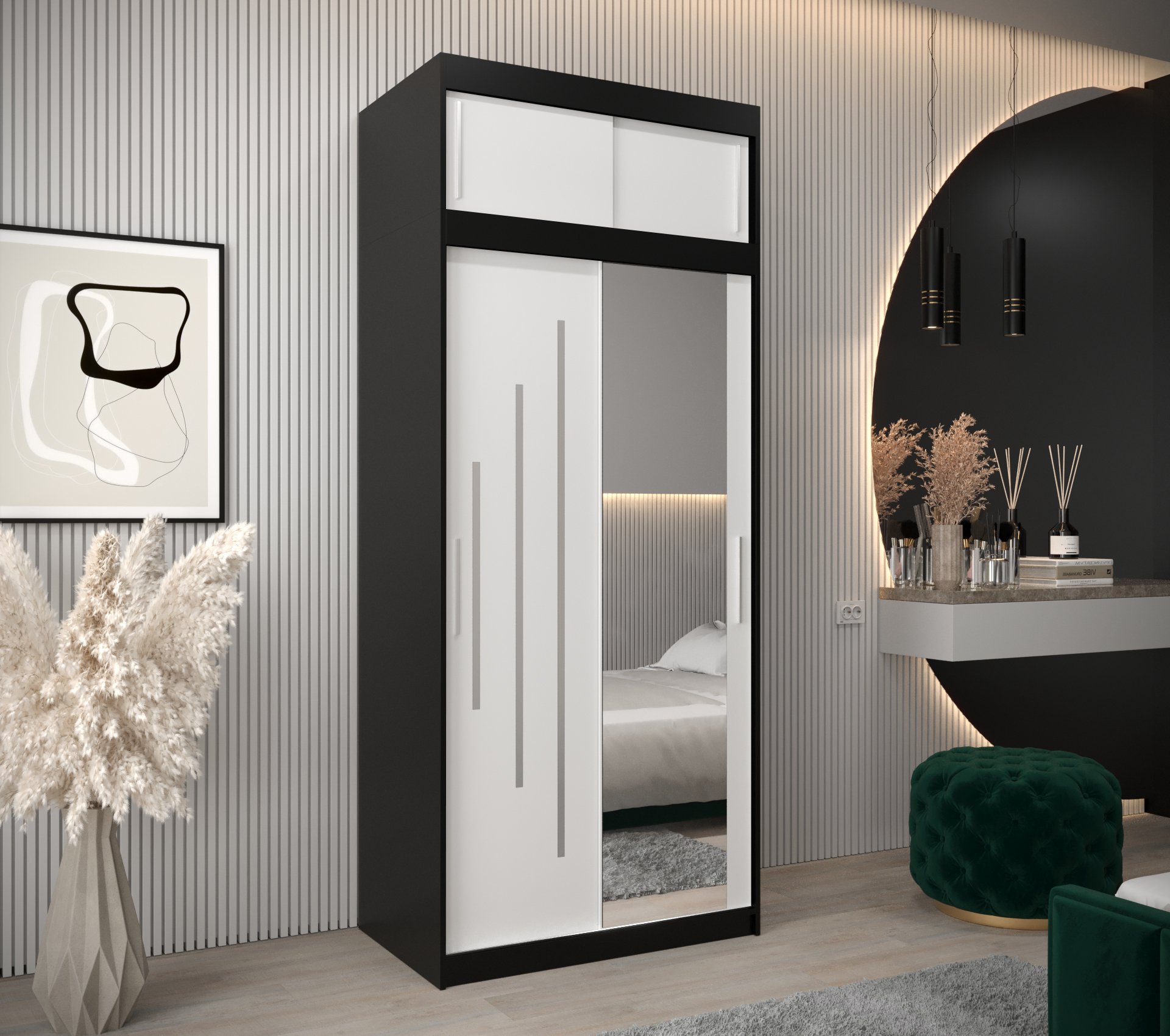 Abiks Šatní skříň Abi Y2 s nástavcem Barva: Černá