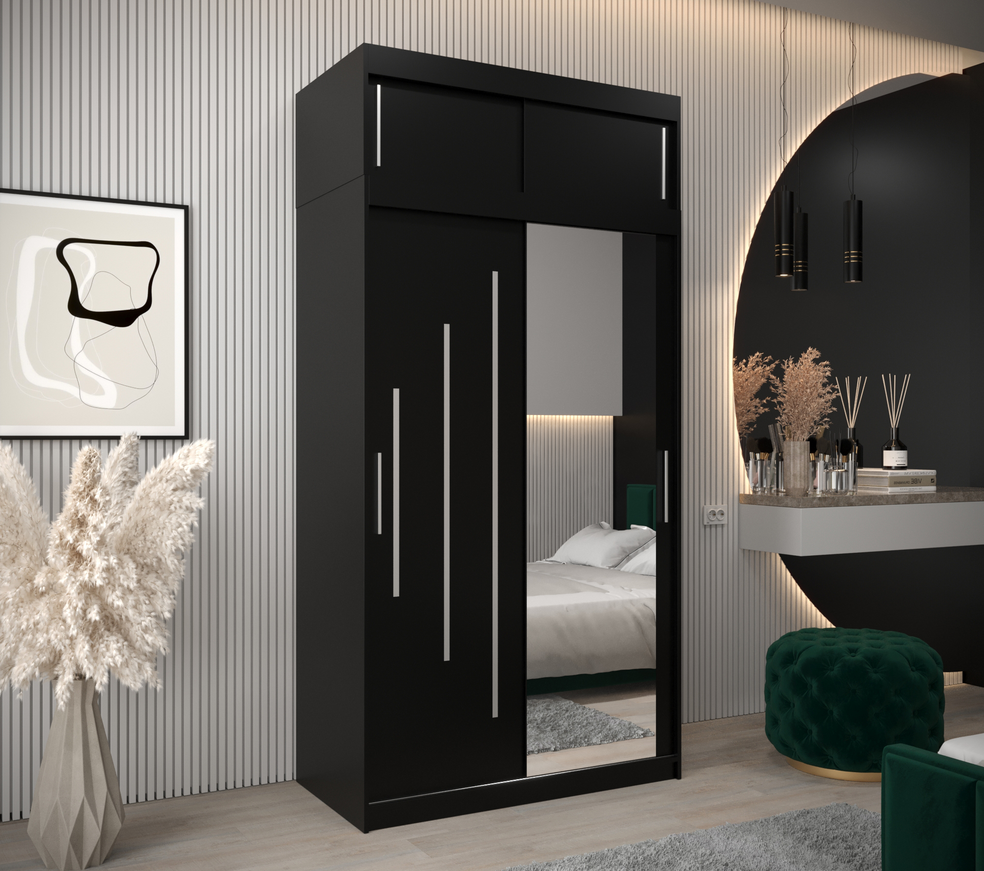 Abiks Šatní skříň Abi Y2 s nástavcem Barva: Černá