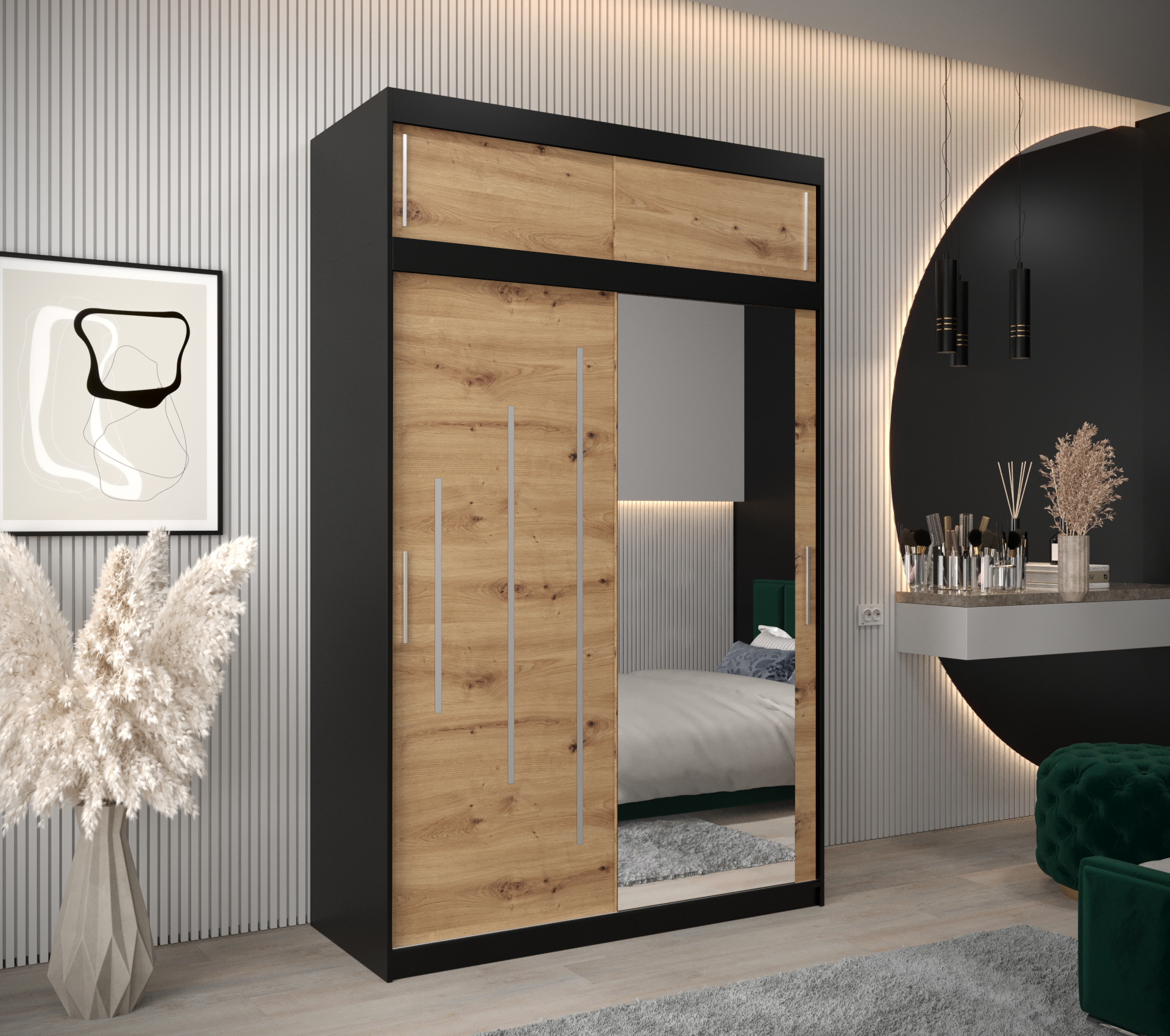 Abiks Šatní skříň Abi Y2 s nástavcem Barva: Černá