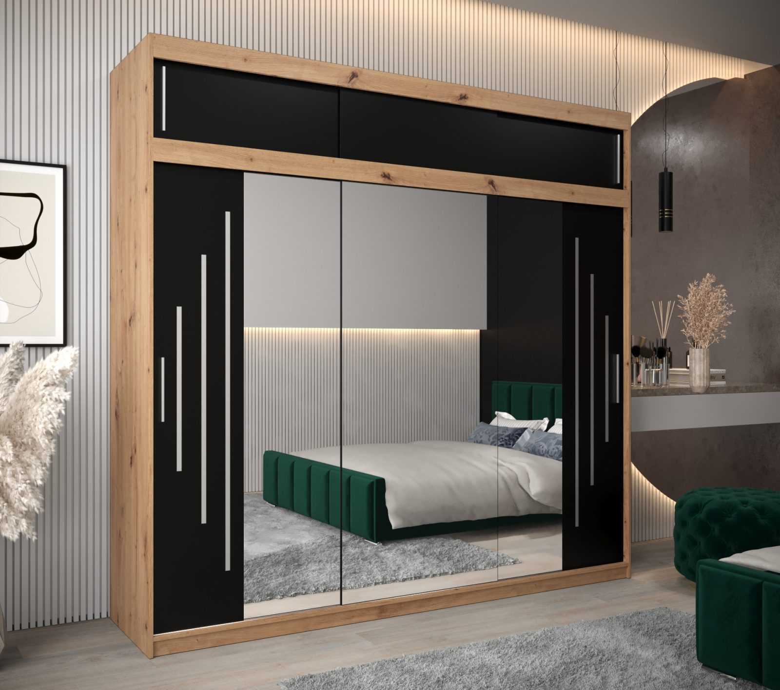 Abiks Šatní skříň Abi Y2 s nástavcem Barva: Dub - Artisan