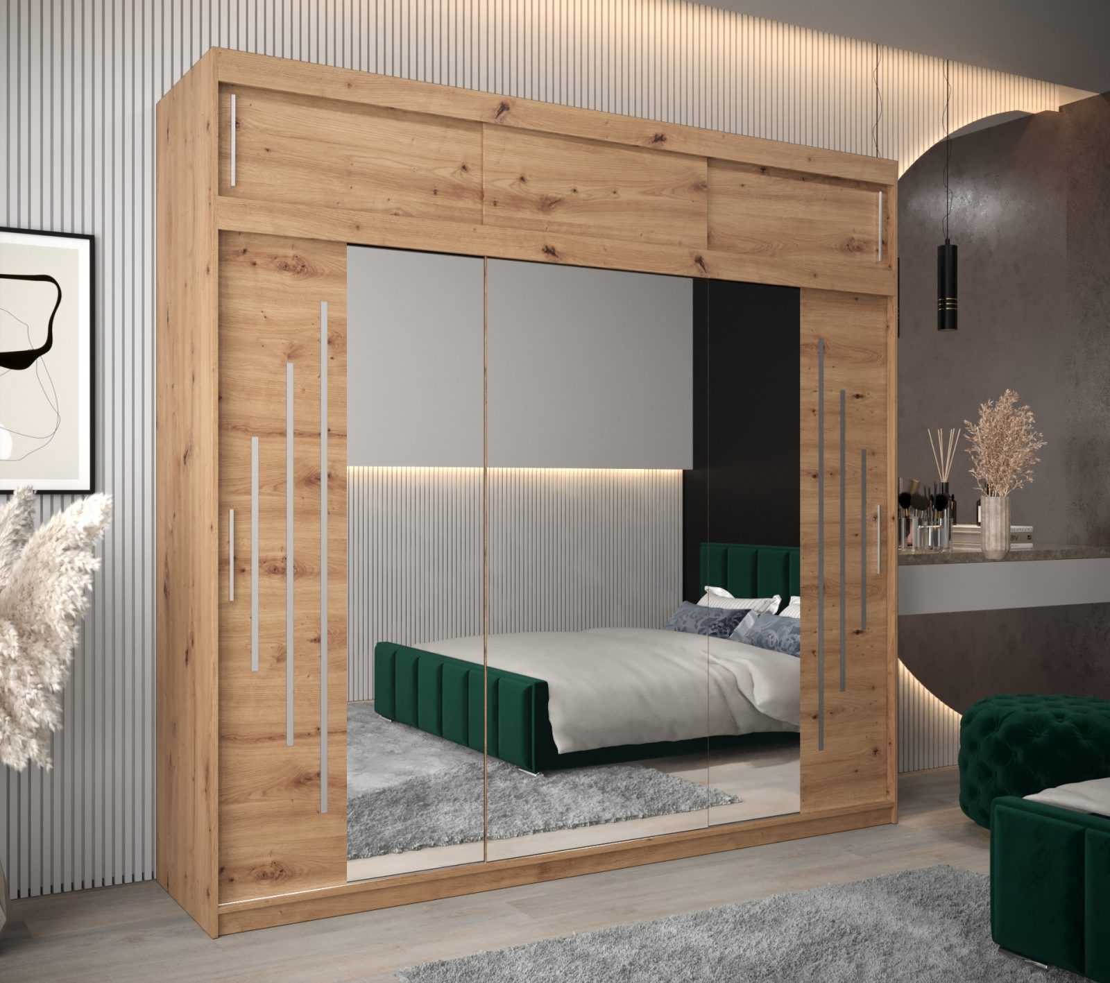 Abiks Šatní skříň Abi Y2 s nástavcem Barva: Dub - Artisan