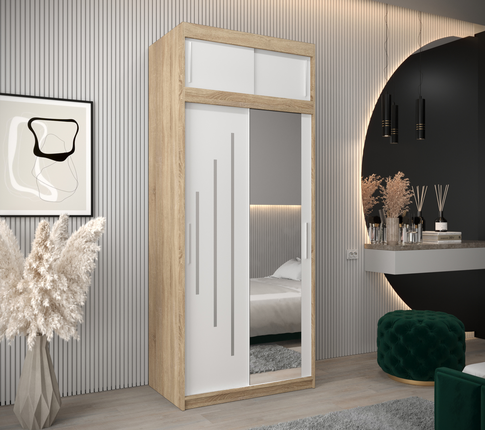 Abiks Šatní skříň Abi Y2 s nástavcem Barva: Dub - sonoma