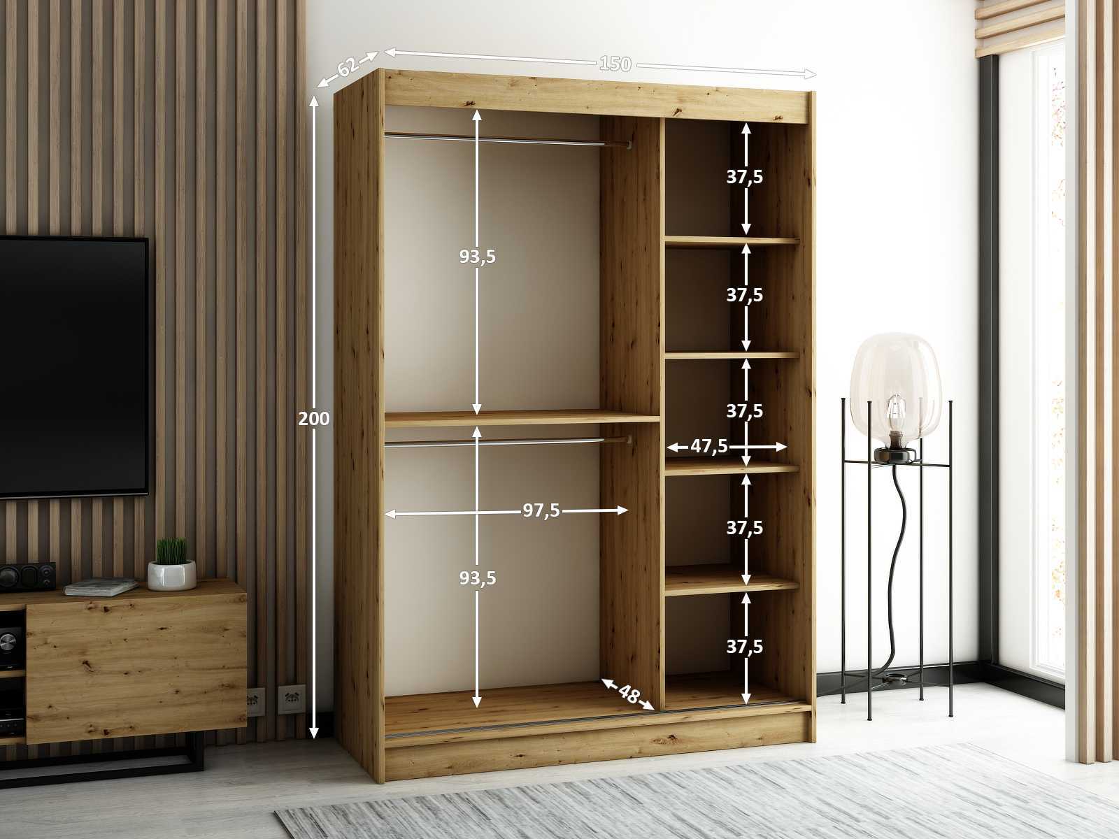 Abiks Šatní skříň Lamelo 1 Rozměry: 150 cm