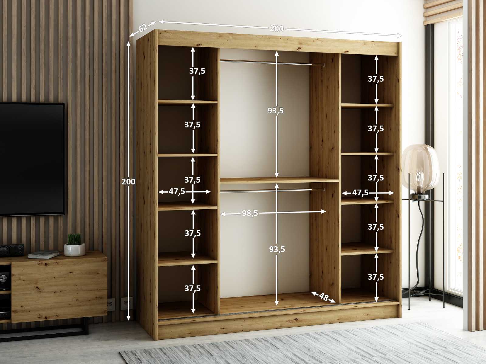 Abiks Šatní skříň Lamelo Rozměry: 200 cm