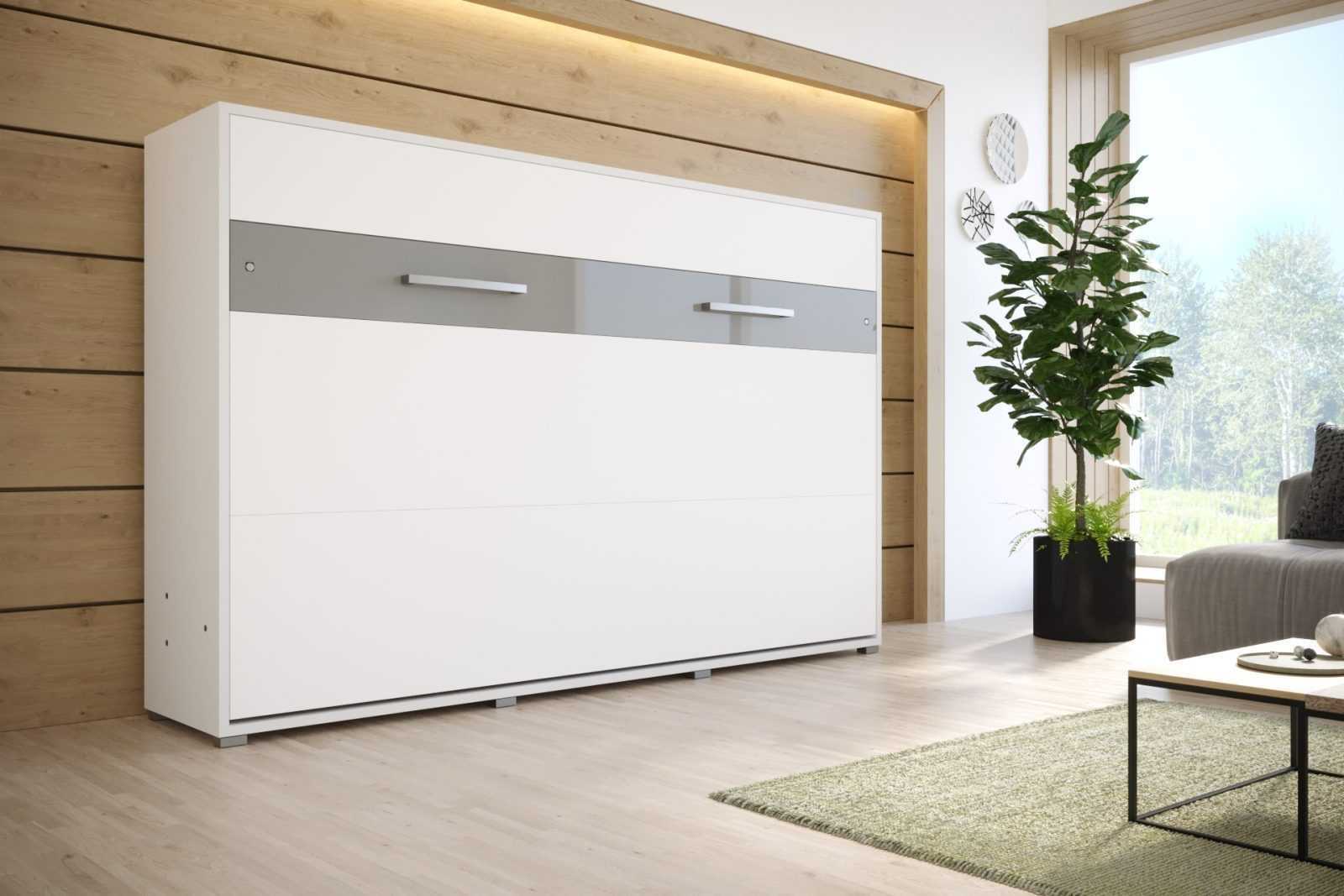 Abiks Vyklápěcí postel HH120 Barva: Bílá mat + Šedý lesk