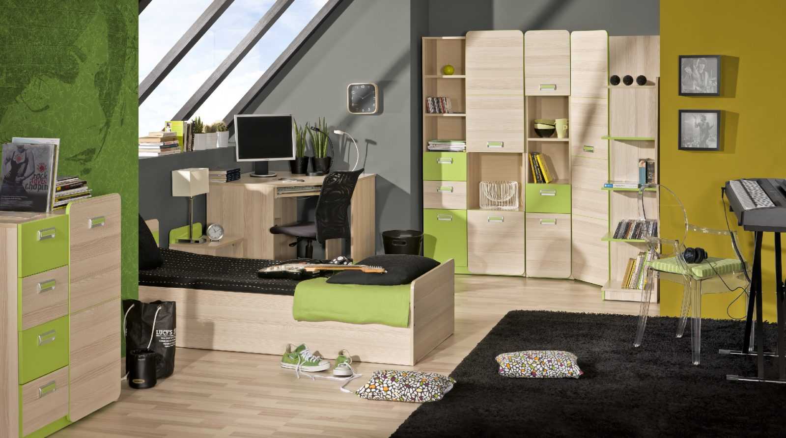 Dolmar Dětský pokoj Lorento Zelený 3 Barva: Zelená / Jesion coimbra