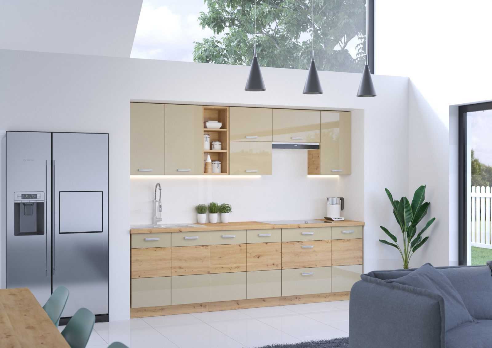 Lempert Kuchyňská linka 260 cm Artisan 2 Barva: Dub Artisan + Krémový lesk
