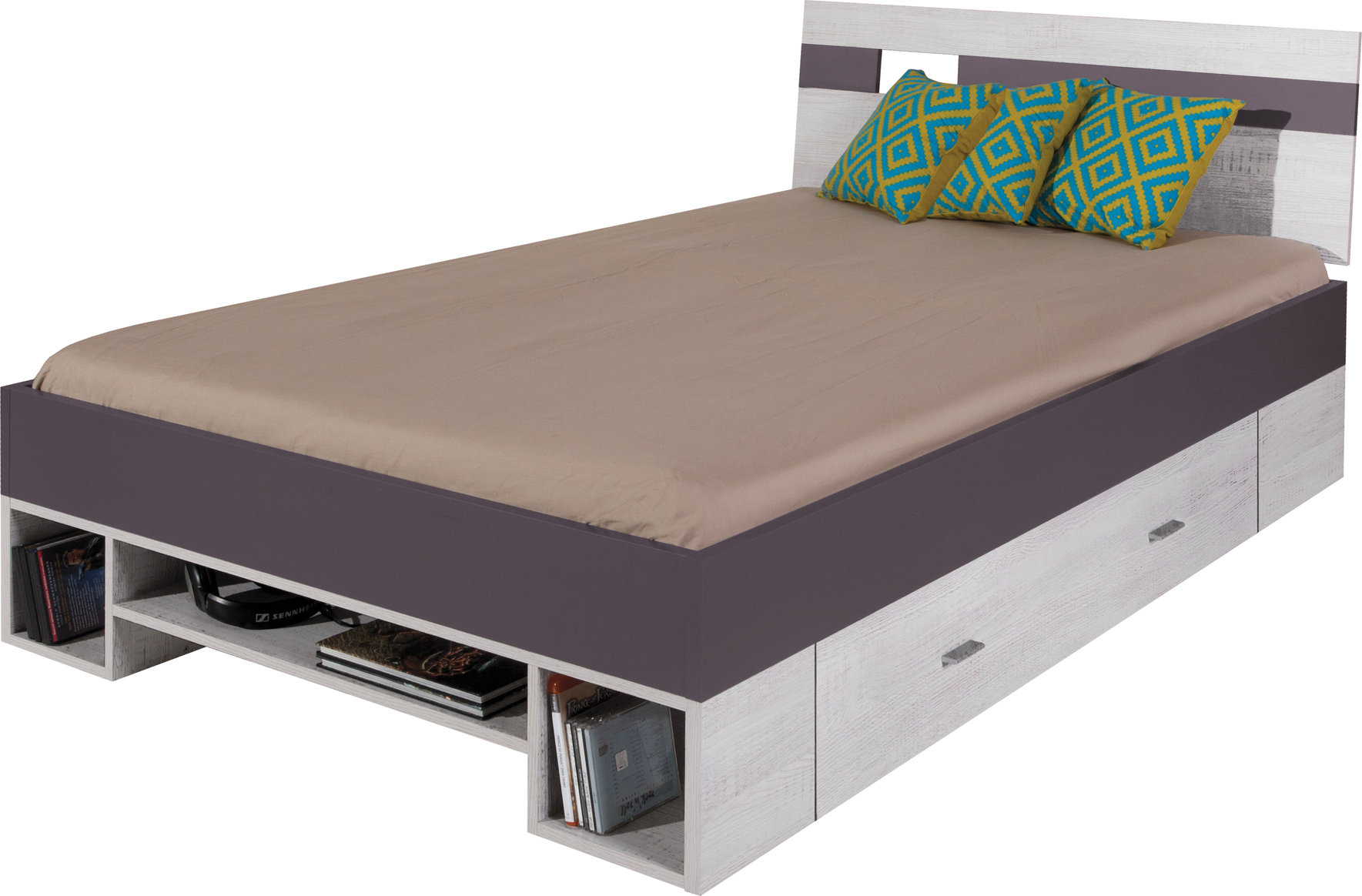 Meblar Dětská postel Next NX18 Barva: Borovice bílá/tmavě fialová